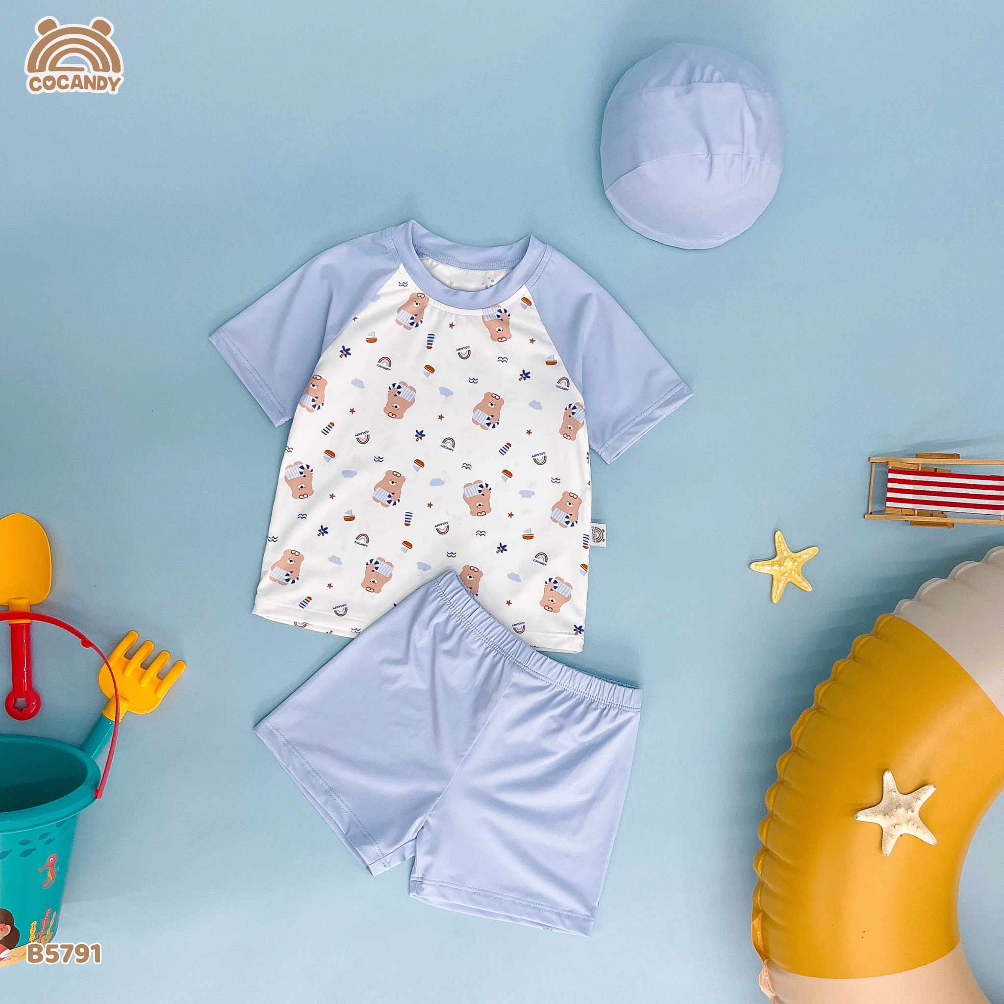 Bộ bơi cộc XANH DƯƠNG hình gấu nâu_thumbnail_2