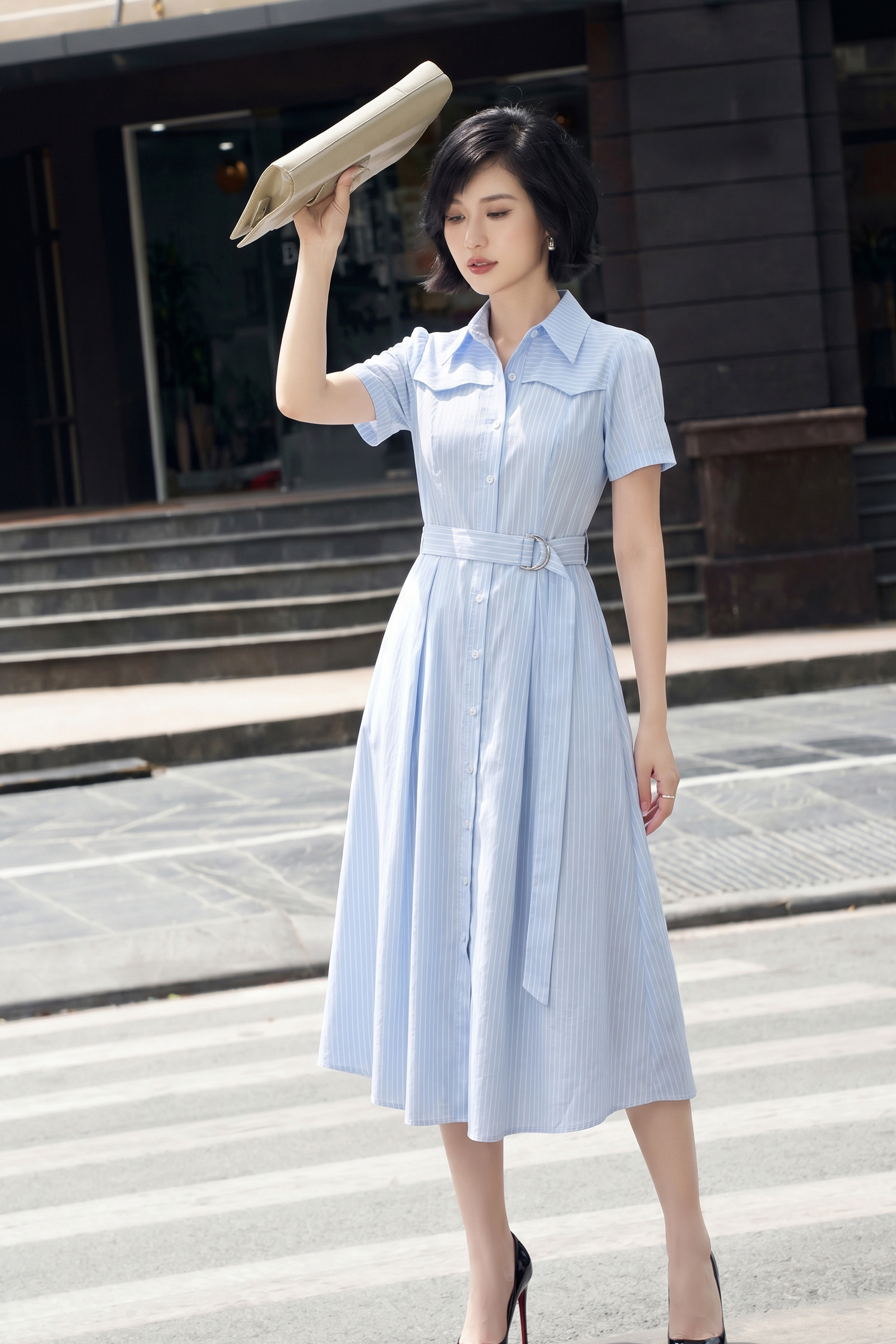 Đầm sơ mi xòe 26203 kẻ xanh_thumbnail_3