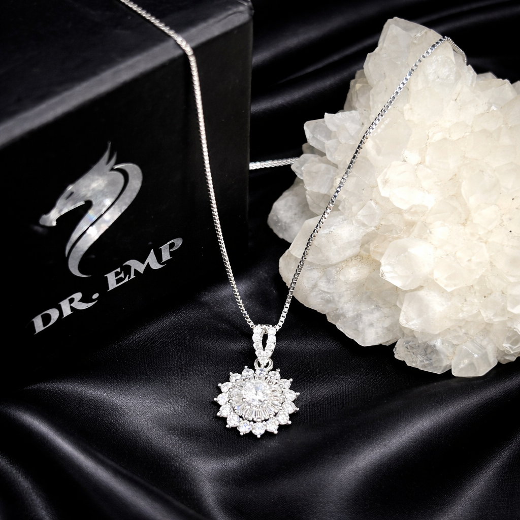 Vòng cổ bạc hoa tròn dây xù mì xi bạch kim_thumbnail_2