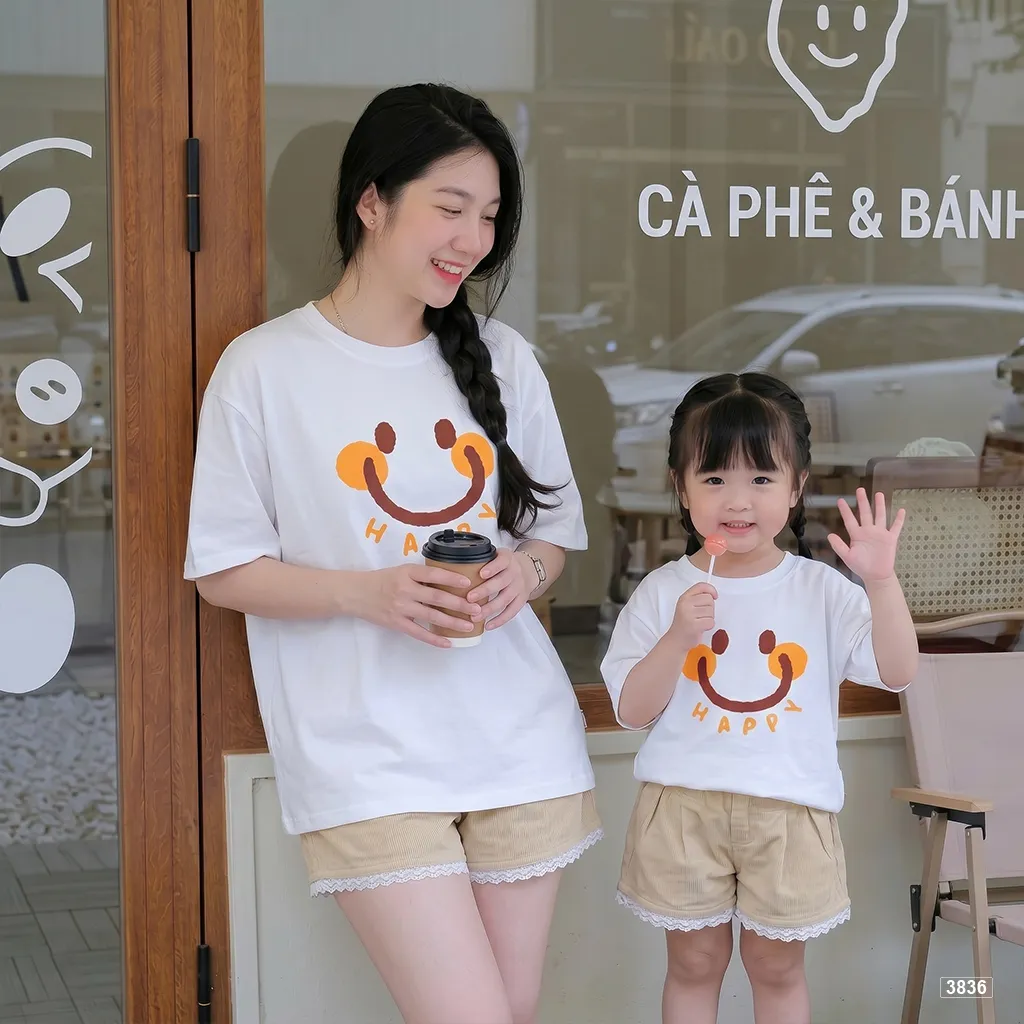 Áo thun gia đình mẹ và bé Happy trẻ trung dễ thương đáng yêu Kado 3836_thumbnail_2