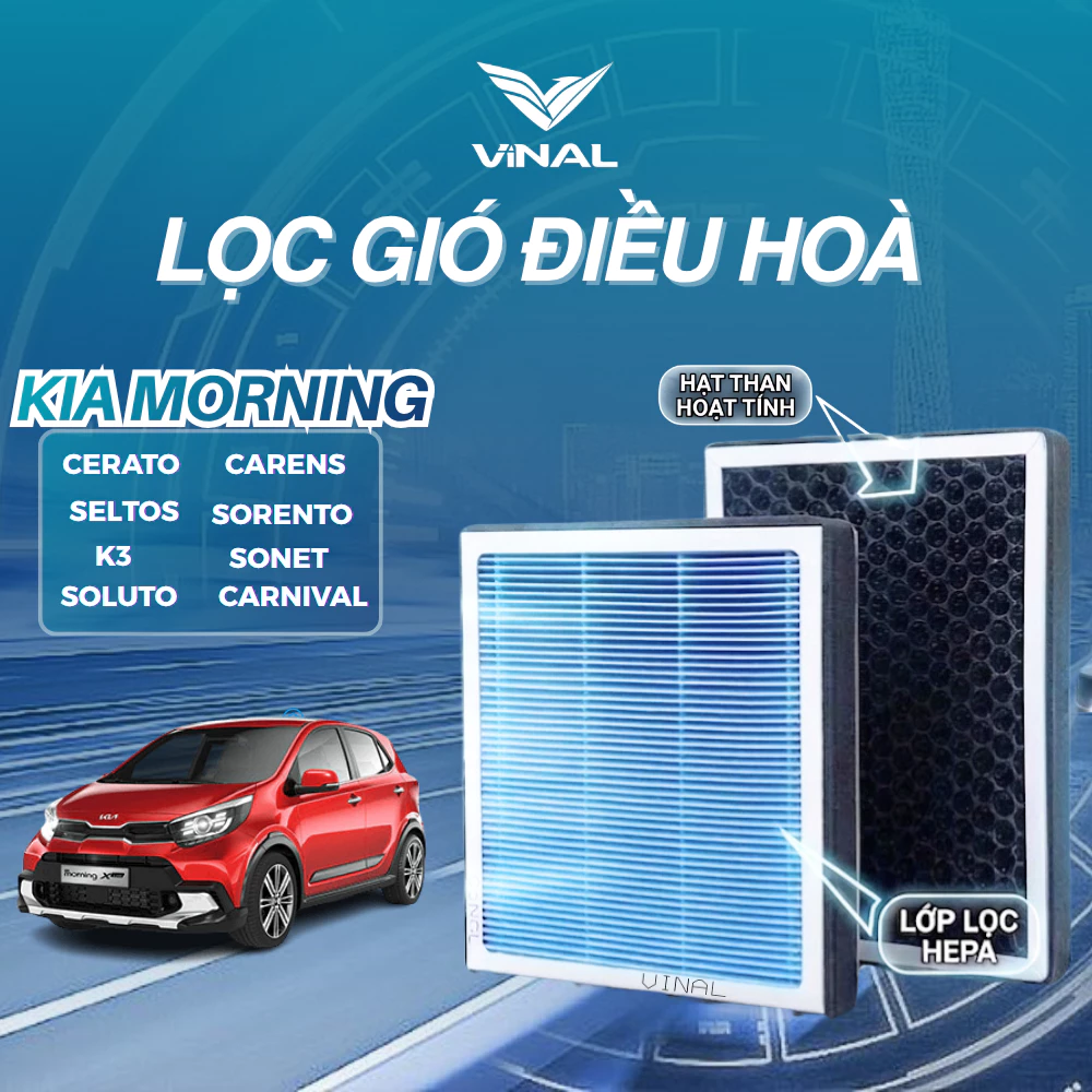 Lọc Gió Điều Hòa Kia Morning Cerato K3 Seltos K5 Carens Sorento Sonet Soluto Carnival, Lọc Gió VINAL