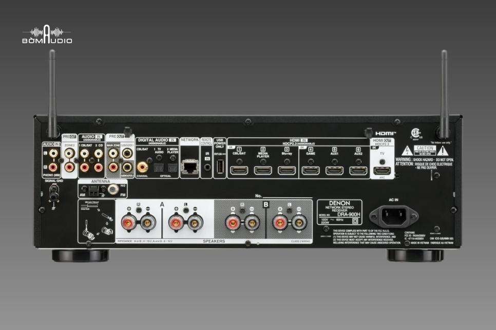Ampli 2.2 kênh với trạm loa A/B, Pre-out cho Zone 2, Sub Out