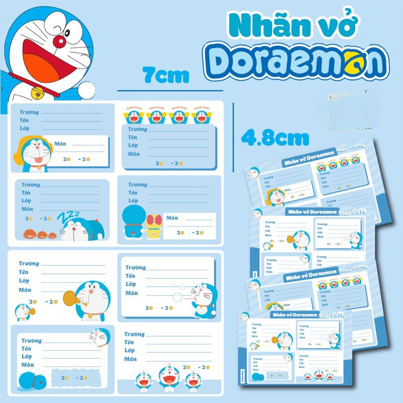 Set 24 nhãn vở TOTORO, DORAEMON, GẤU DÂU LOTSO siêu cute_thumbnail_2