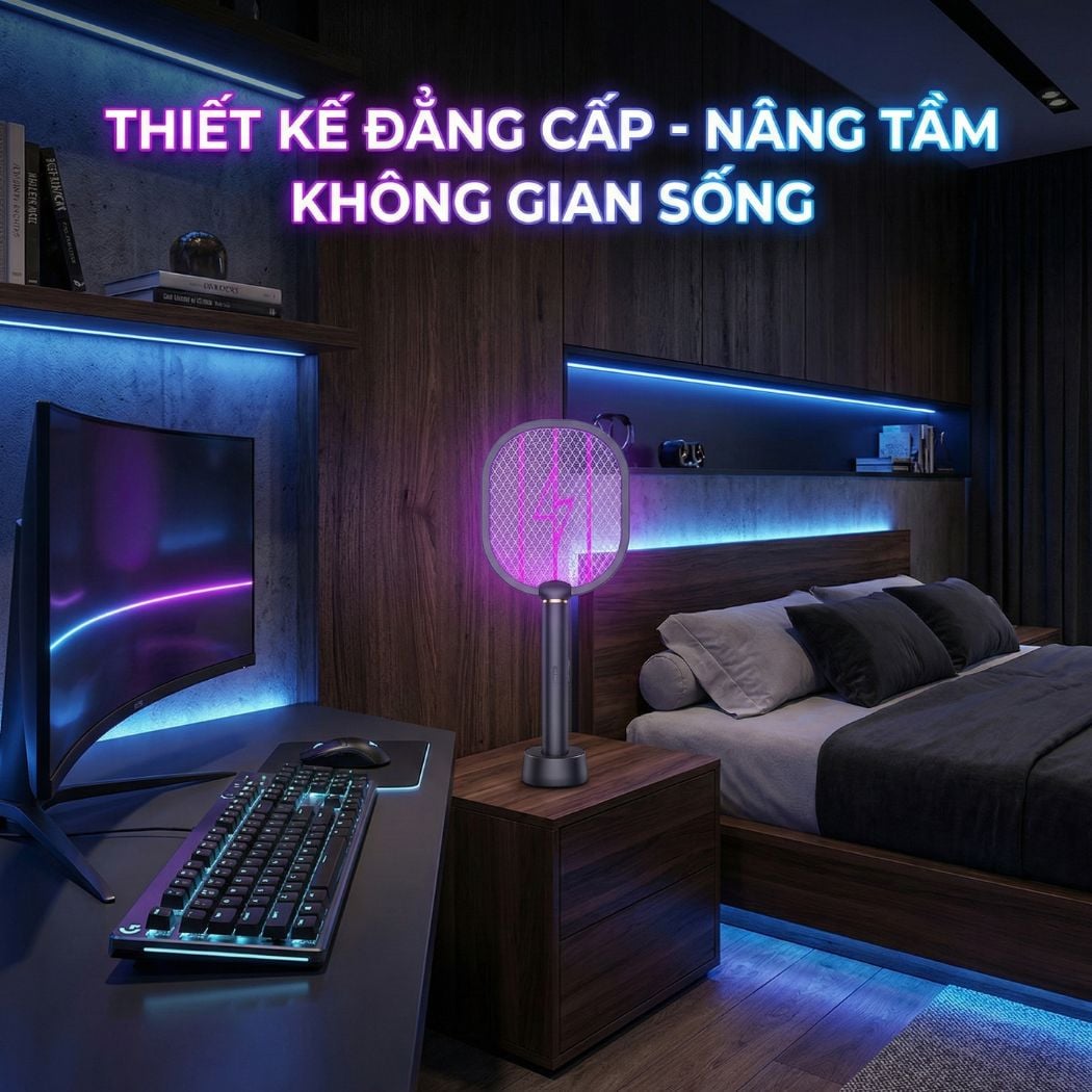 Đèn muỗi có chức năng vợt muỗi Kachi MK386 với đế sạc tích hợp_thumbnail_7