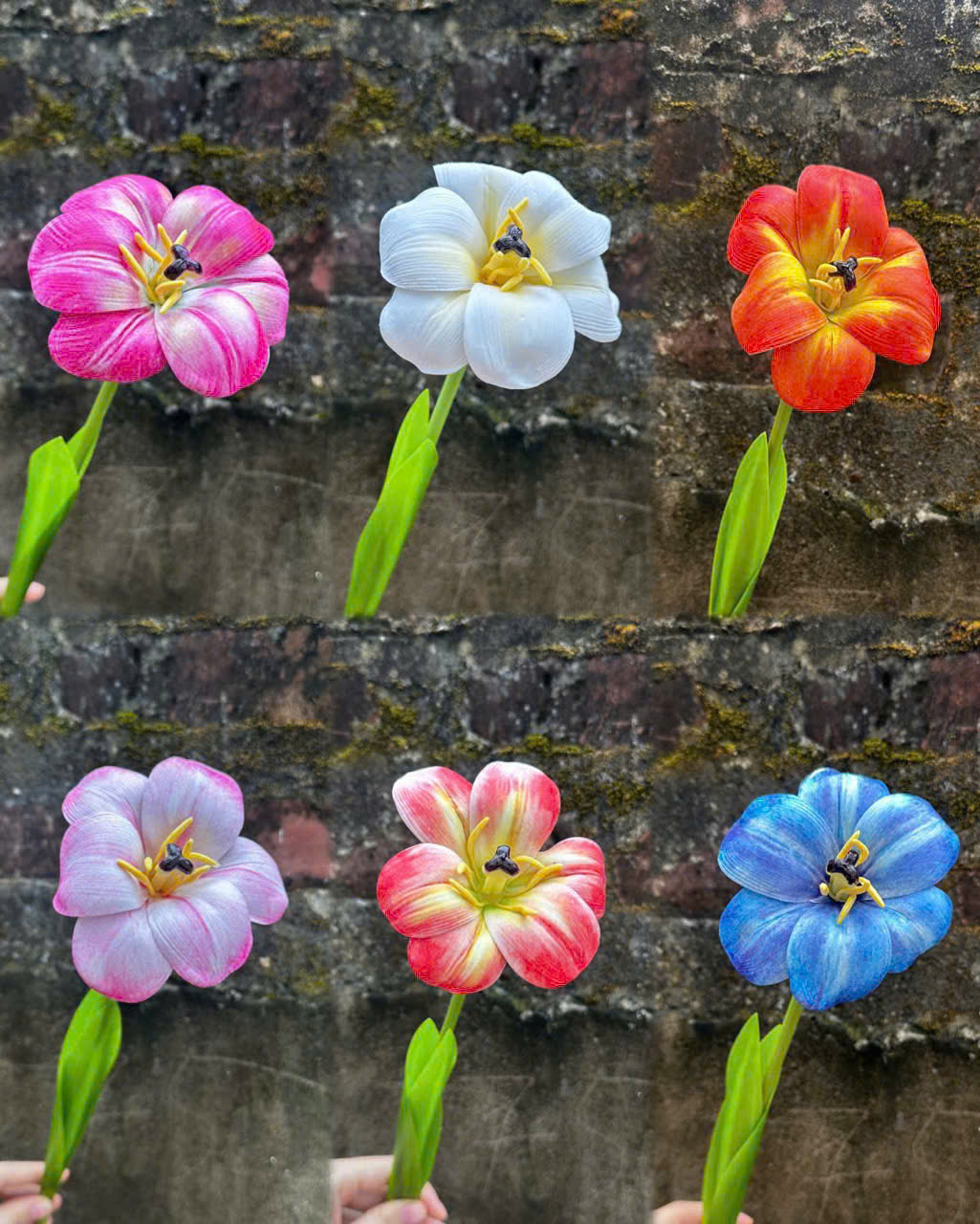 Hoa Tulip Nở Hoa Lụa Cao Cấp Trang Trí Không Gian Hiện Đại Bền Đẹp Không Cần Chăm Sóc