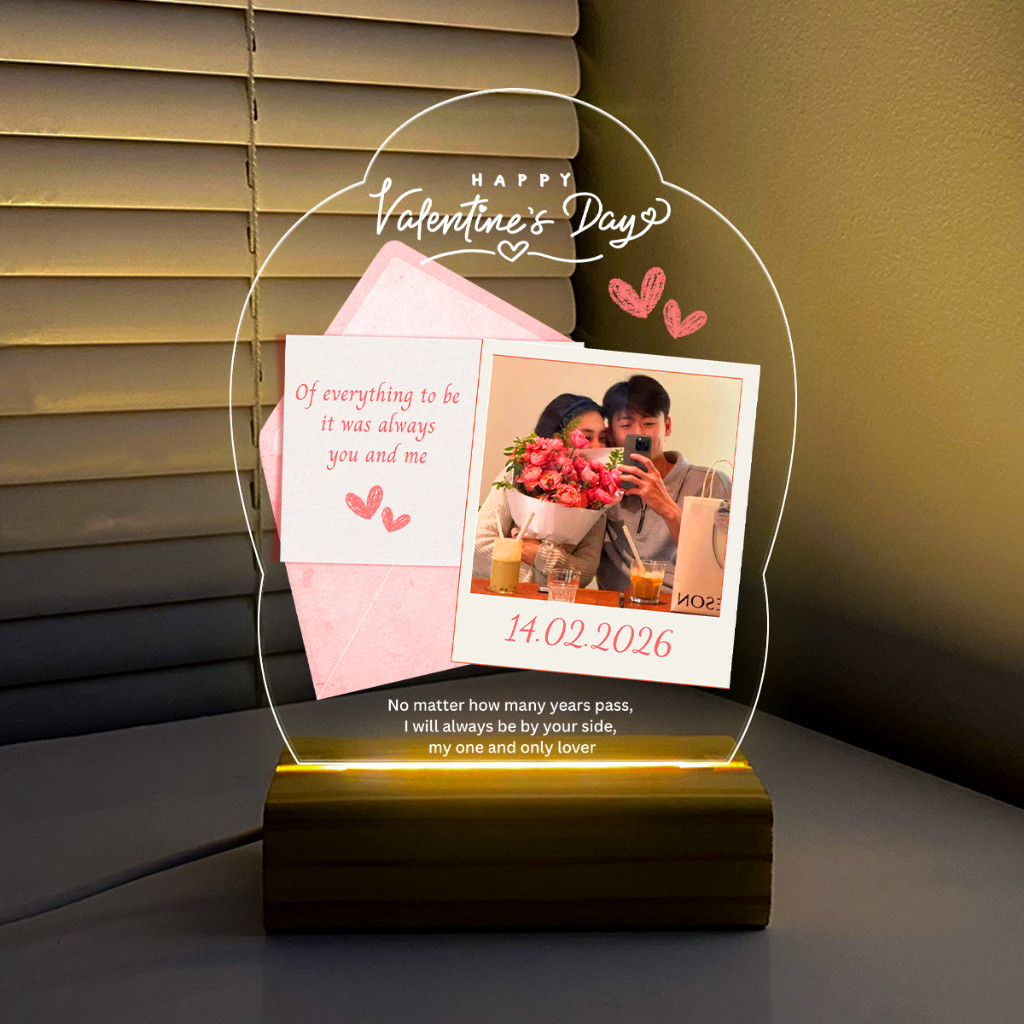 Khung Ảnh Mica Đế Đèn LED - Mẫu postcard thông điệp