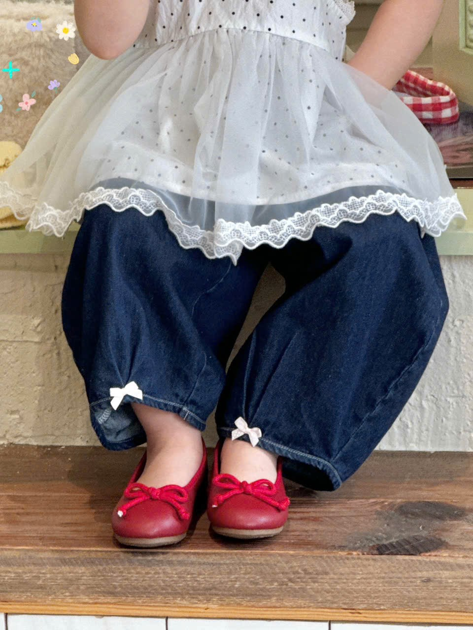 H202 - Quần bò xanh navy ống bom đính nơ hãng Seven