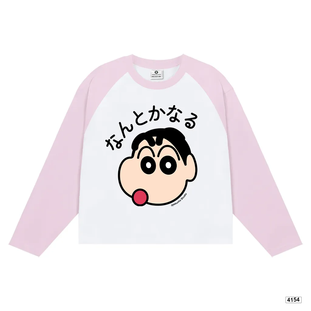 Áo thun tay dài phối raglan Shiin chan đáng yêu Miucho 4154_thumbnail_0