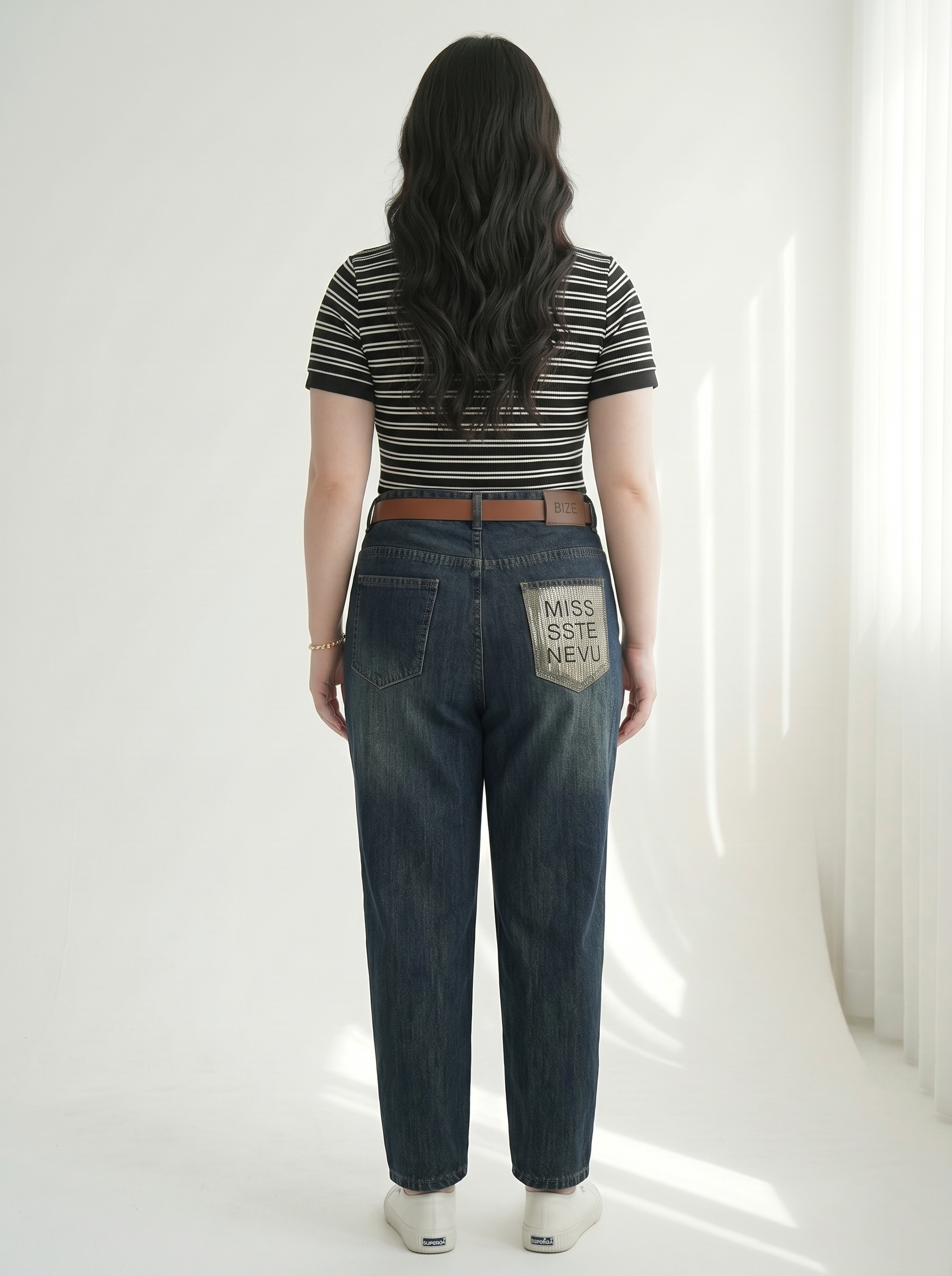 Quần Jean Baggy Túi Thêu Bigsize Lưng Cao Gọn Đùi - Xanh Đậm - Vừa 55-90kg - V-QJ5005_thumbnail_3