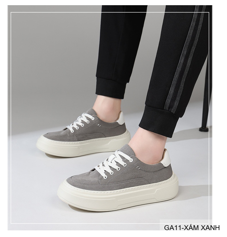 GA11 - Giày vải nam Lin Sen kiểu Hàn, đế mềm nhẹ, thoáng khí, màu Xám Xanh & Đen_thumbnail_5
