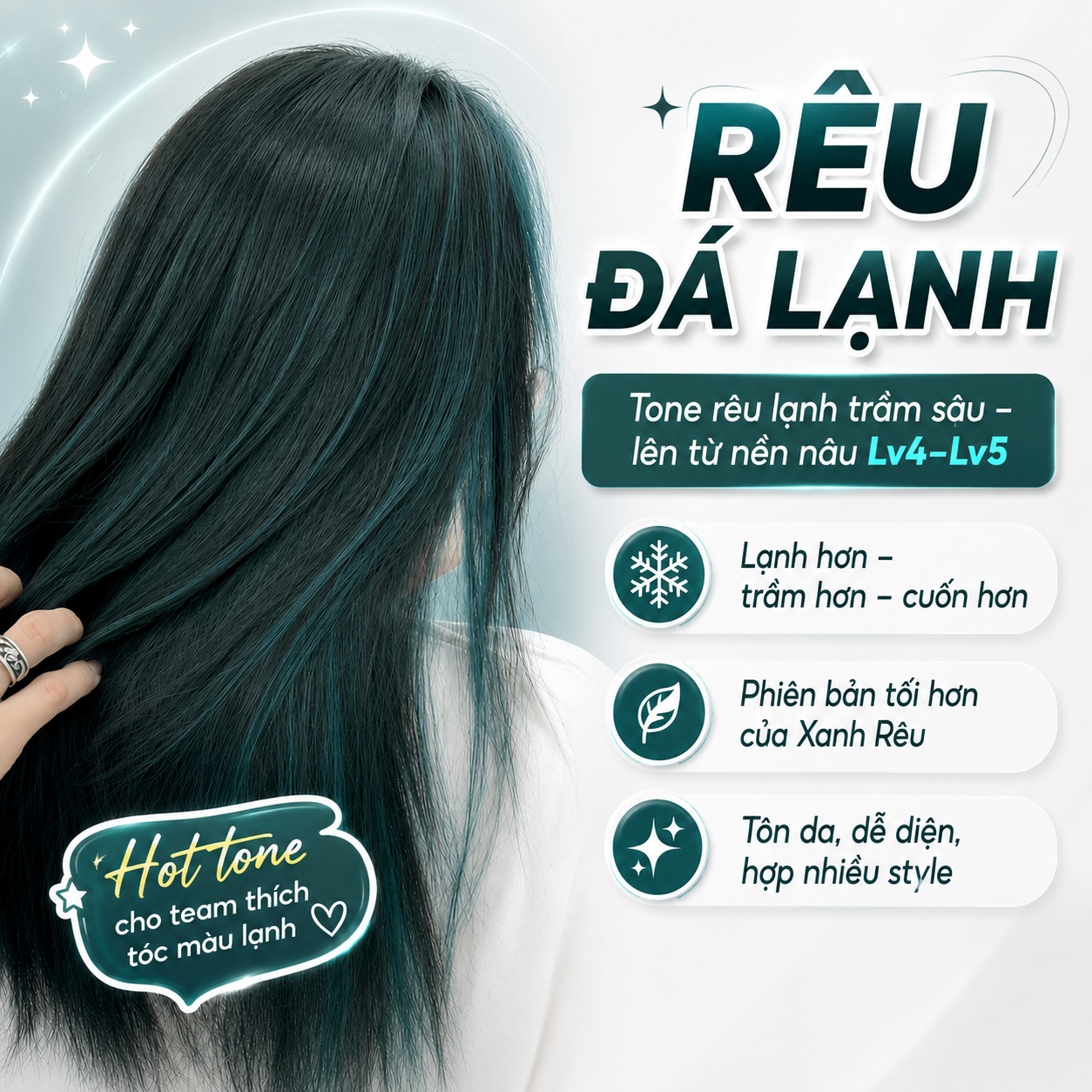 Thuốc Nhuộm Tóc RÊU ĐÁ LẠNH Tự Nhuộm Tại Nhà Không Tẩy, Hợp Đi Học Đi Chơi Siêu Tôn Da