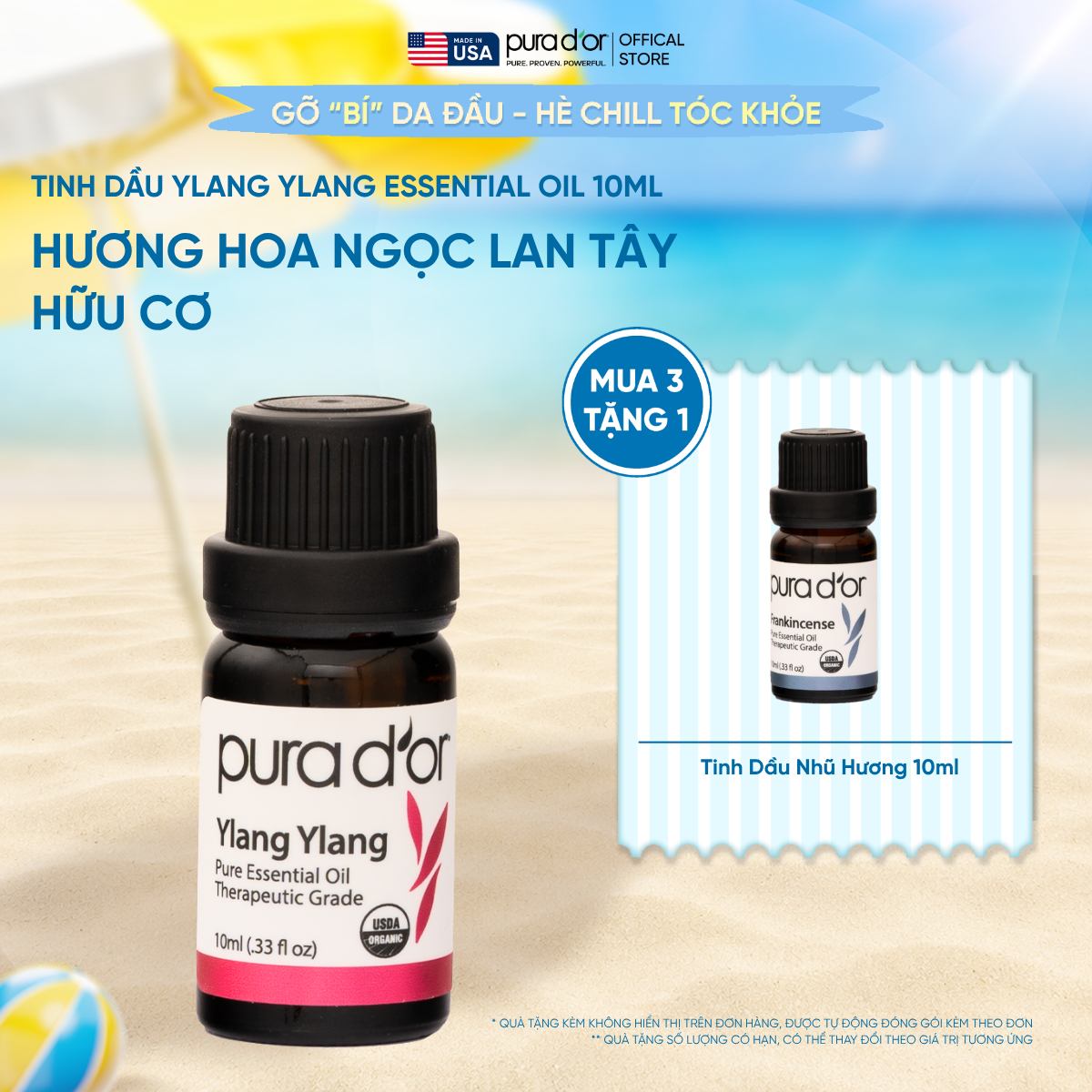 Tinh Dầu Hoa Ngọc Lan Tây hữu cơ PURA D’OR Therapeutic Grade Ylang Ylang Essential Oil 10ml