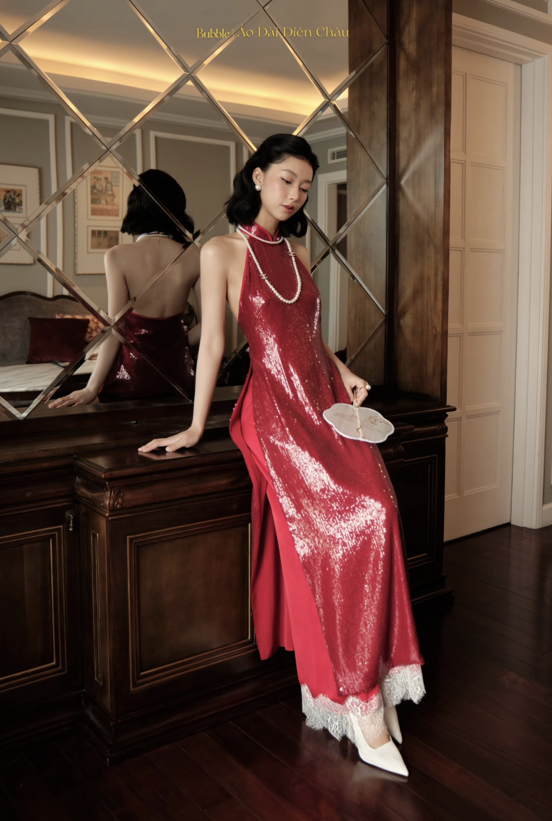 BUBBLE - ÁO DÀI DIÊN CHÂU ( kèm choàng và quần )