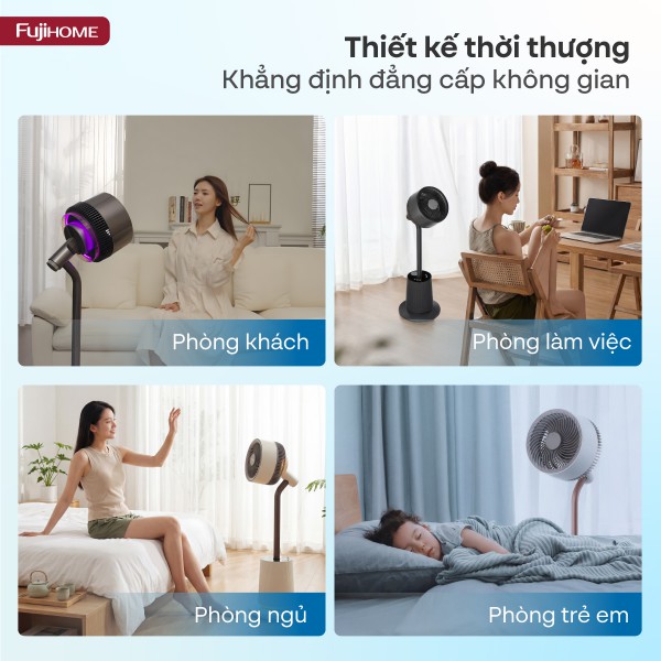 Quạt tuần hoàn không khí thông minh, ra lệnh giọng nói Fujihome Luxury CFR01PRO-VOICE (Màu đen - Màu trắng)_thumbnail_7