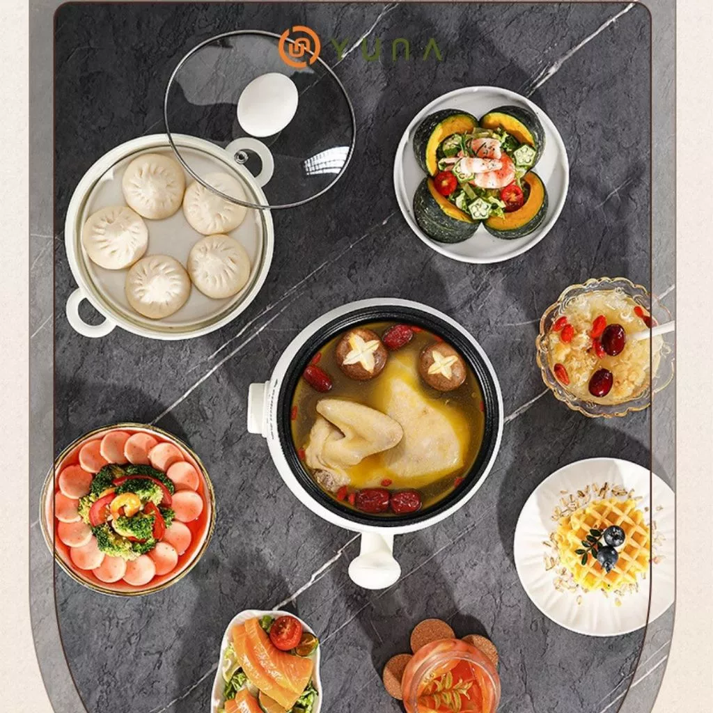 Nồi lẩu  Mini YUNA Đa Năng 2 tầng Chống Dính Tiện Lợi Cho Sinh Viên Dân Văn Phòng Và Gia Đình Nấu Mì_thumbnail_2