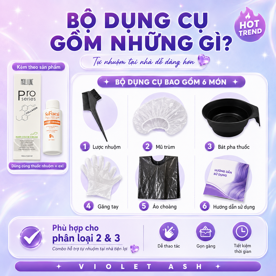 Tím Khói Violet Ash Hot Trend – Thuốc Nhuộm Tóc Tự Nhuộm Tại Nhà, Lên Màu Cá Tính, Có Combo Kèm Oxi, Dụng Cụ Và Dưỡng Keratin_thumbnail_4