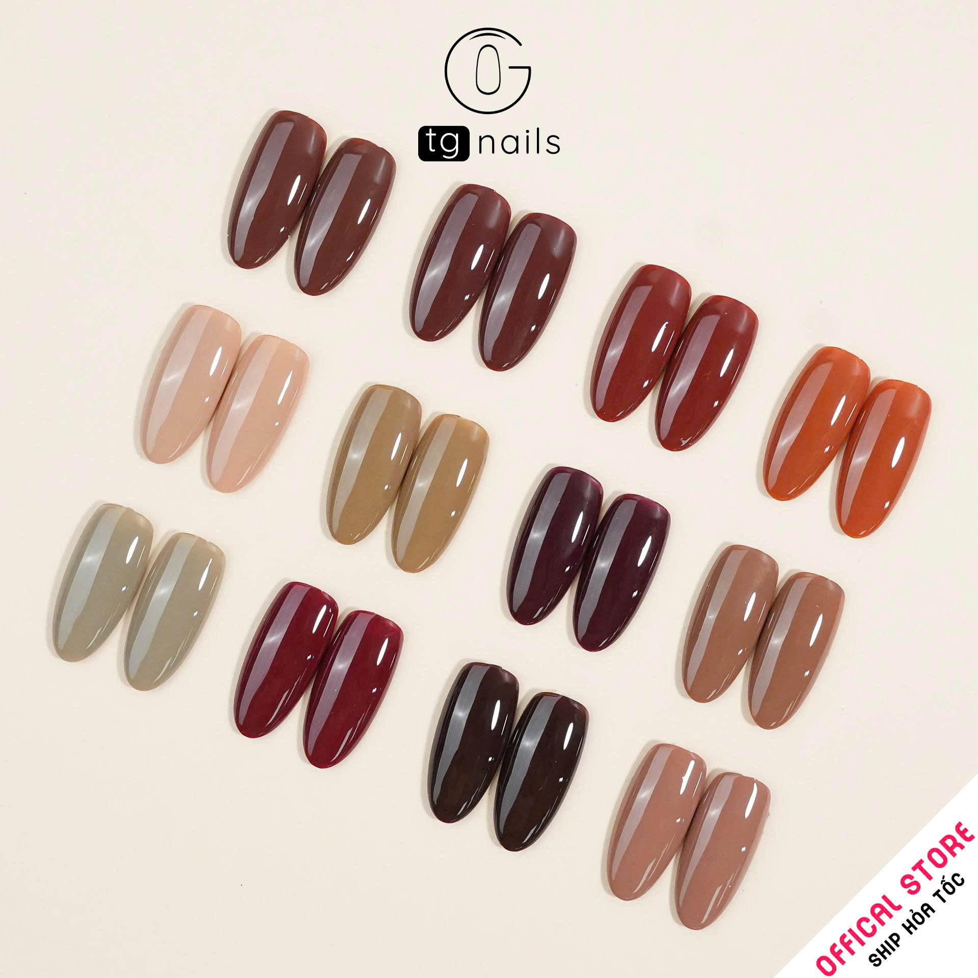 Sơn móng TG Nails gel. Khối lượng tịnh: 10g/ lọ. Nhãn hàng TG nail gel - Combo 12 màu Nâu Cam Cháy_thumbnail_5