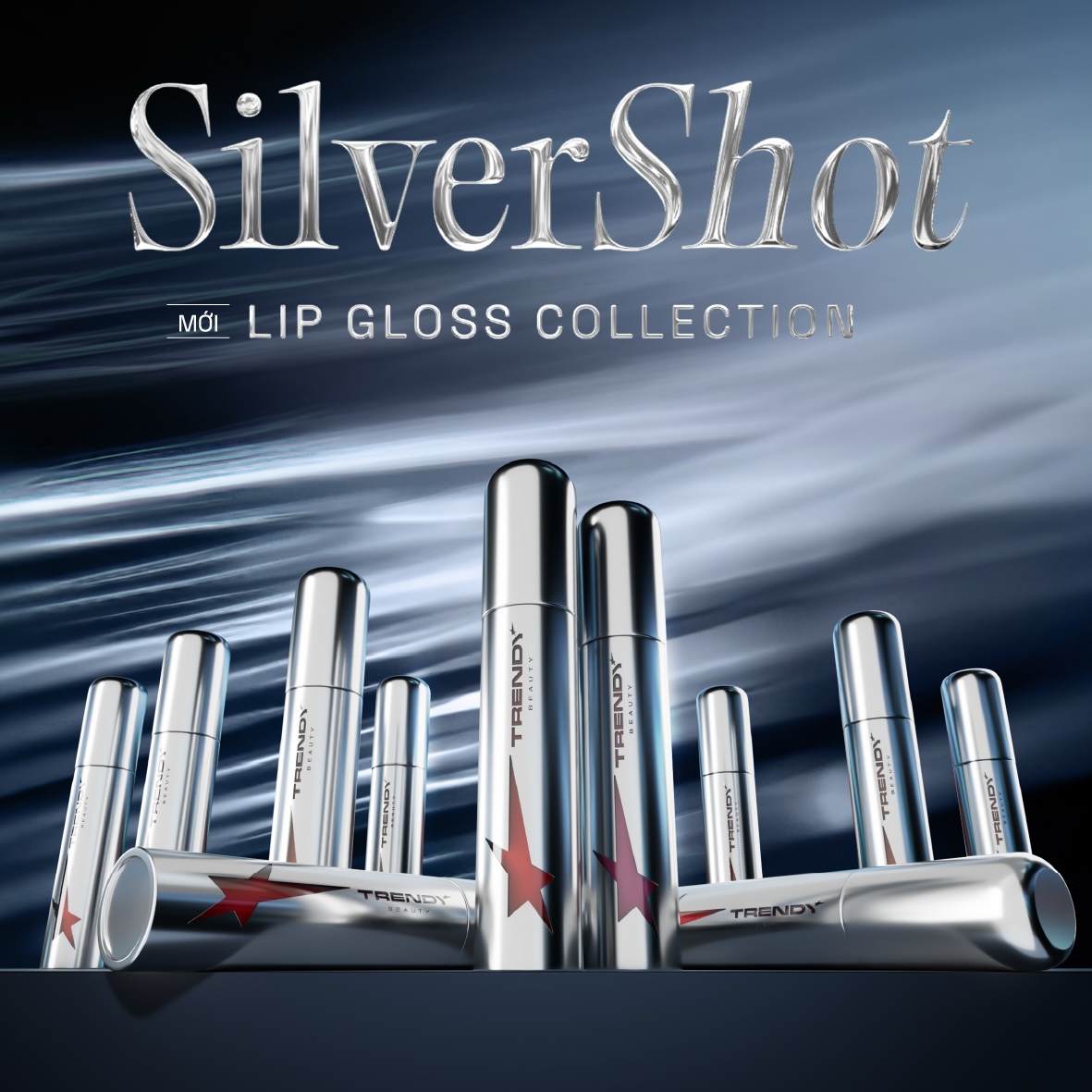 G01 Power - Son bóng màu đỏ mận Trendy Beauty Lip Gloss Silver Shot
