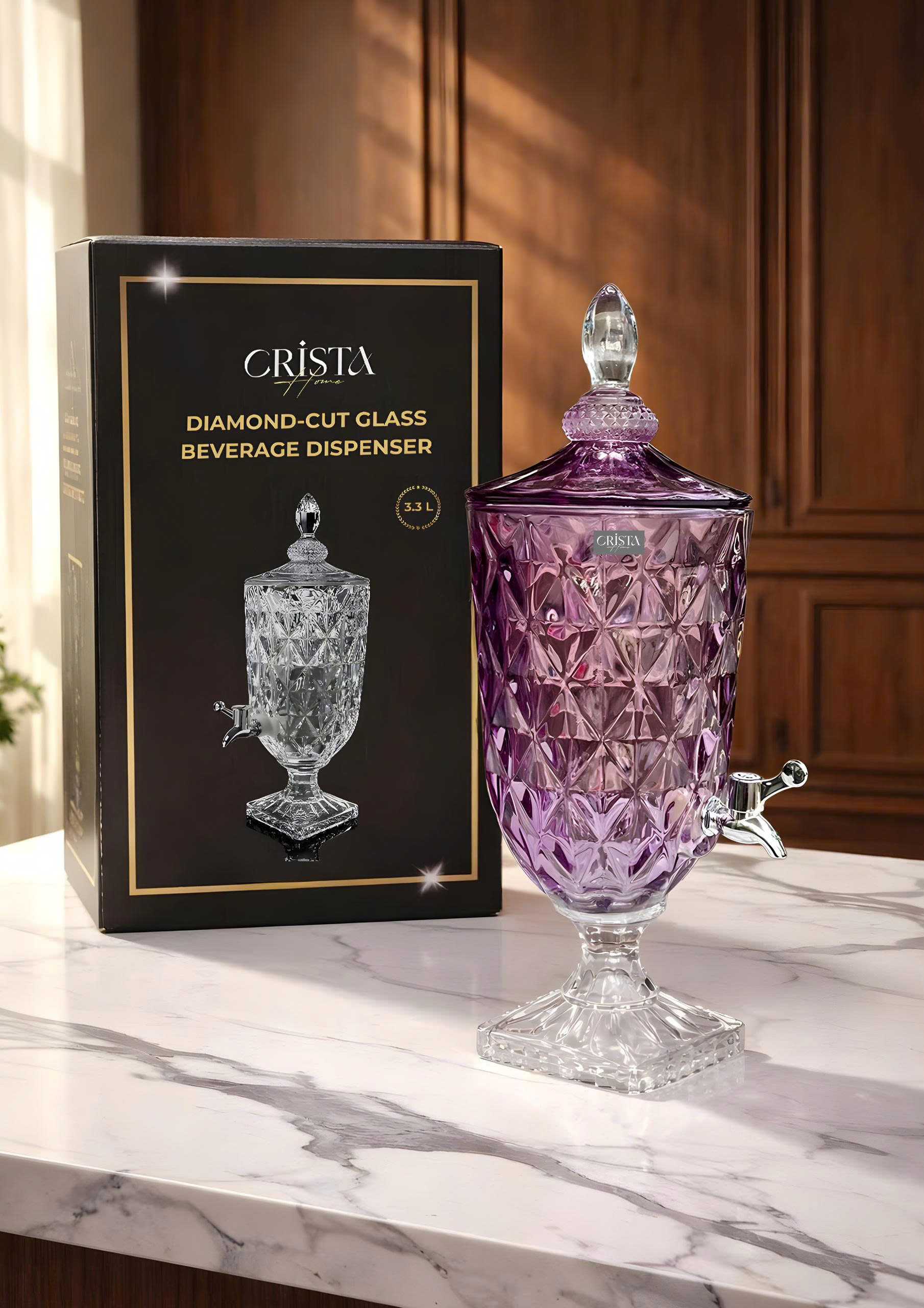 Bình thuỷ tinh vân kim cương có vòi 3.3L Crista Home_thumbnail_0