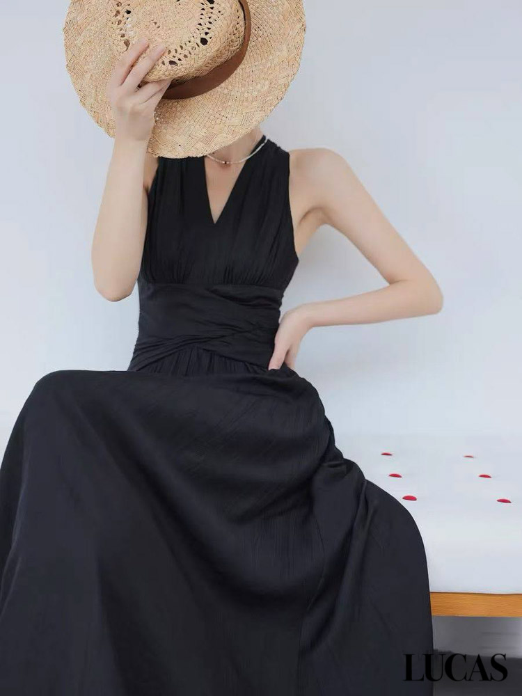 Váy yếm maxi zile eo đan chân xòe cổ tim WGWE_thumbnail_2