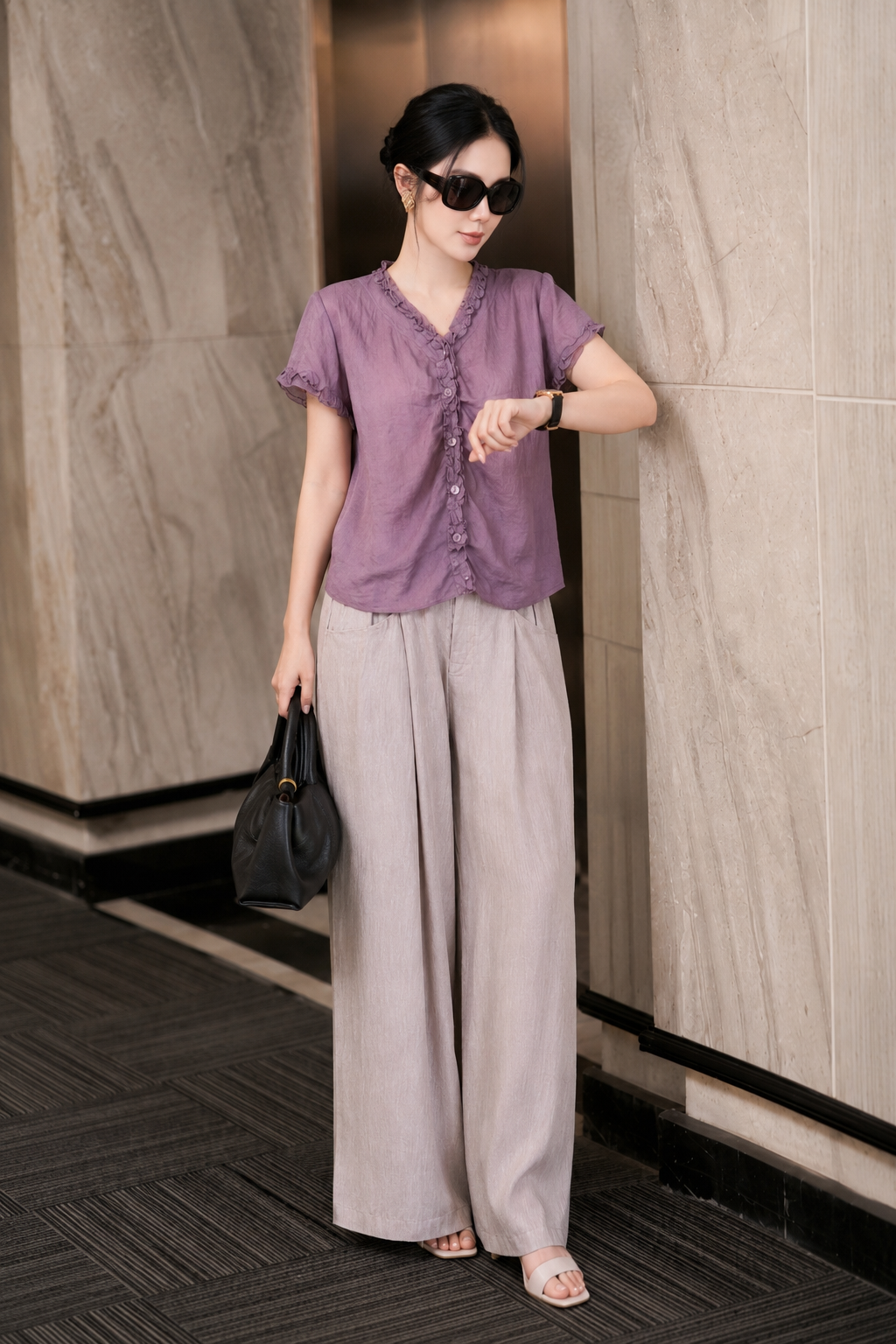 A024 - ÁO TÍM TƠ NHẬT CAO CẤP