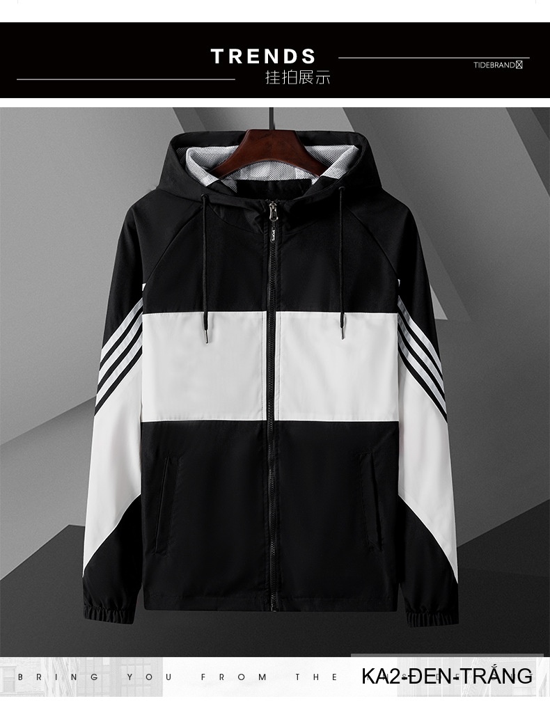 KA2 - Áo khoác nam phối màu thời trang, liền mũ, chống gió, phù hợp xuân thu_thumbnail_20