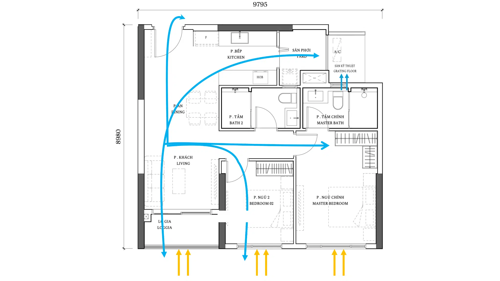 Orchard-Grand-Mat-bang-can-ho-2PN-dien-hinh