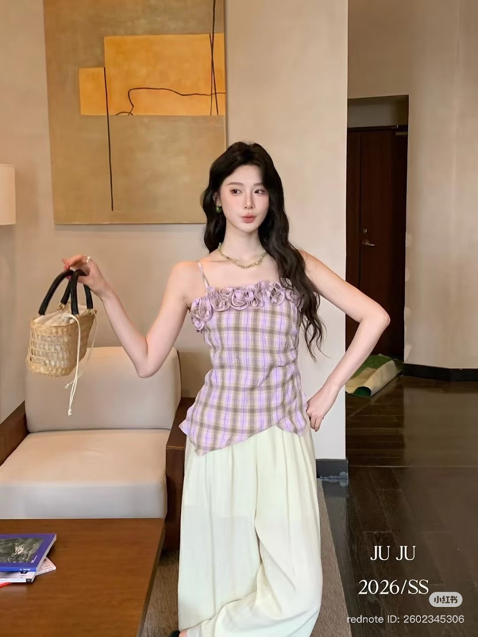 Lucas - Áo sơ mi 2 dây caro bèo hoa viền ngực JUJU_thumbnail_4