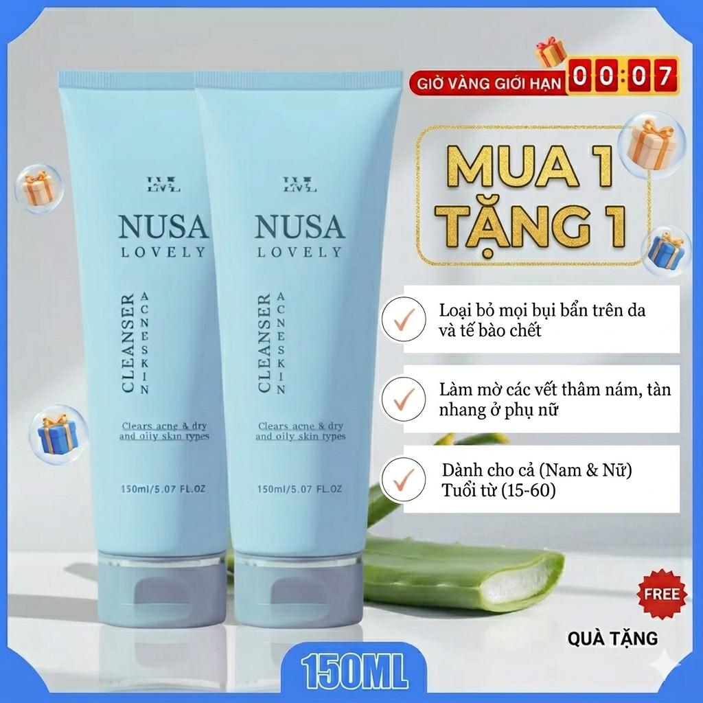 [MUA 1 TẶNG 1] Sữa Rửa Mặt Nusa Lovely Dành Cho Da Mụn (150ML)
