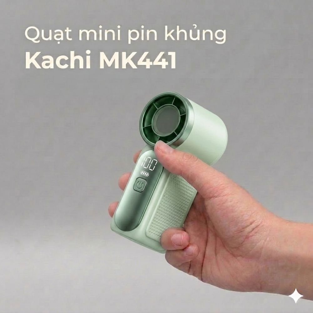 Quạt Cầm Tay Mini Kachi MK441 - Pin Khủng 3000mAh, Màn Hình LED Hiển Thị, 6 Cấp Độ Gió (Bảo Hành 18 Tháng)