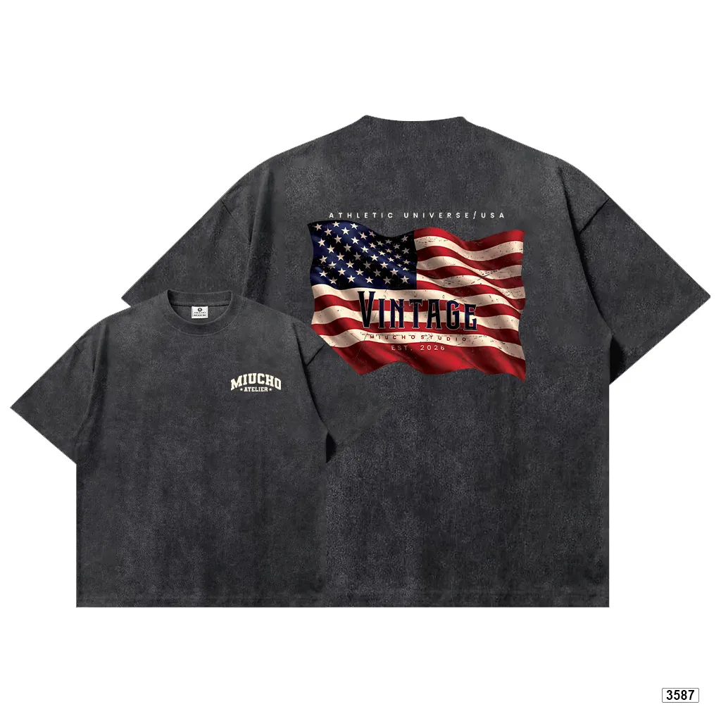 Áo thun boxy unisex phong cách vintage dày dặn đứng form Miucho 3587_thumbnail_0