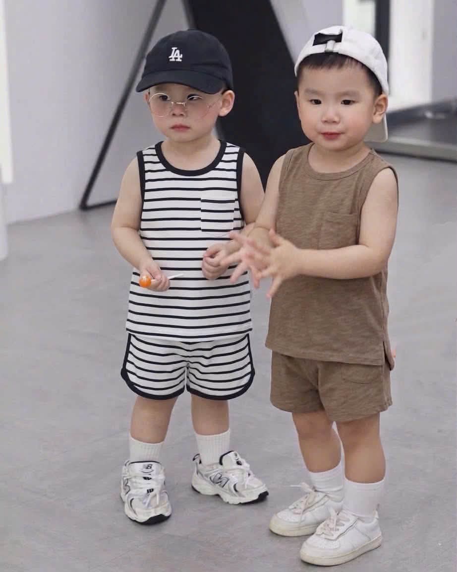 Set 4 bộ sát nách cotton kẻ trơn màu_thumbnail_1