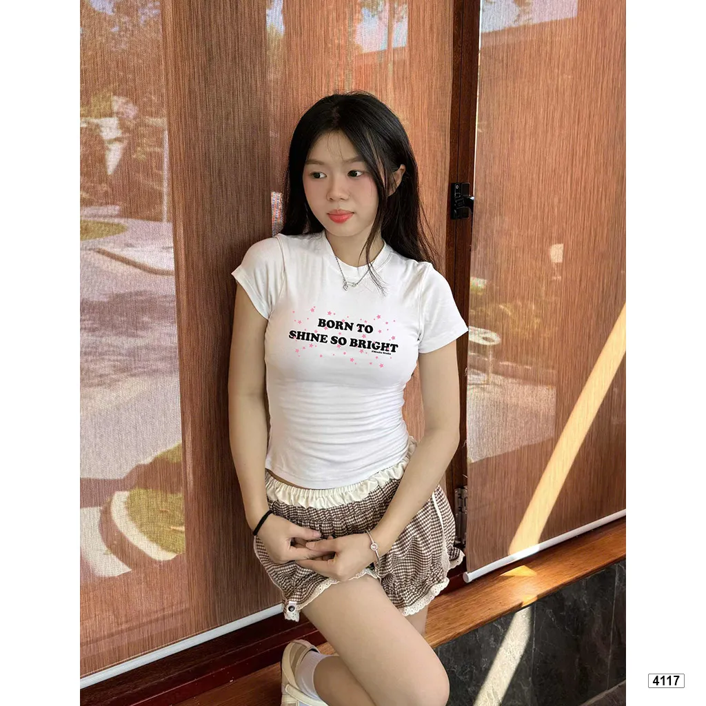 Áo babytee nữ form ôm body tôn dáng phối chữ Beezy 4117_thumbnail_5