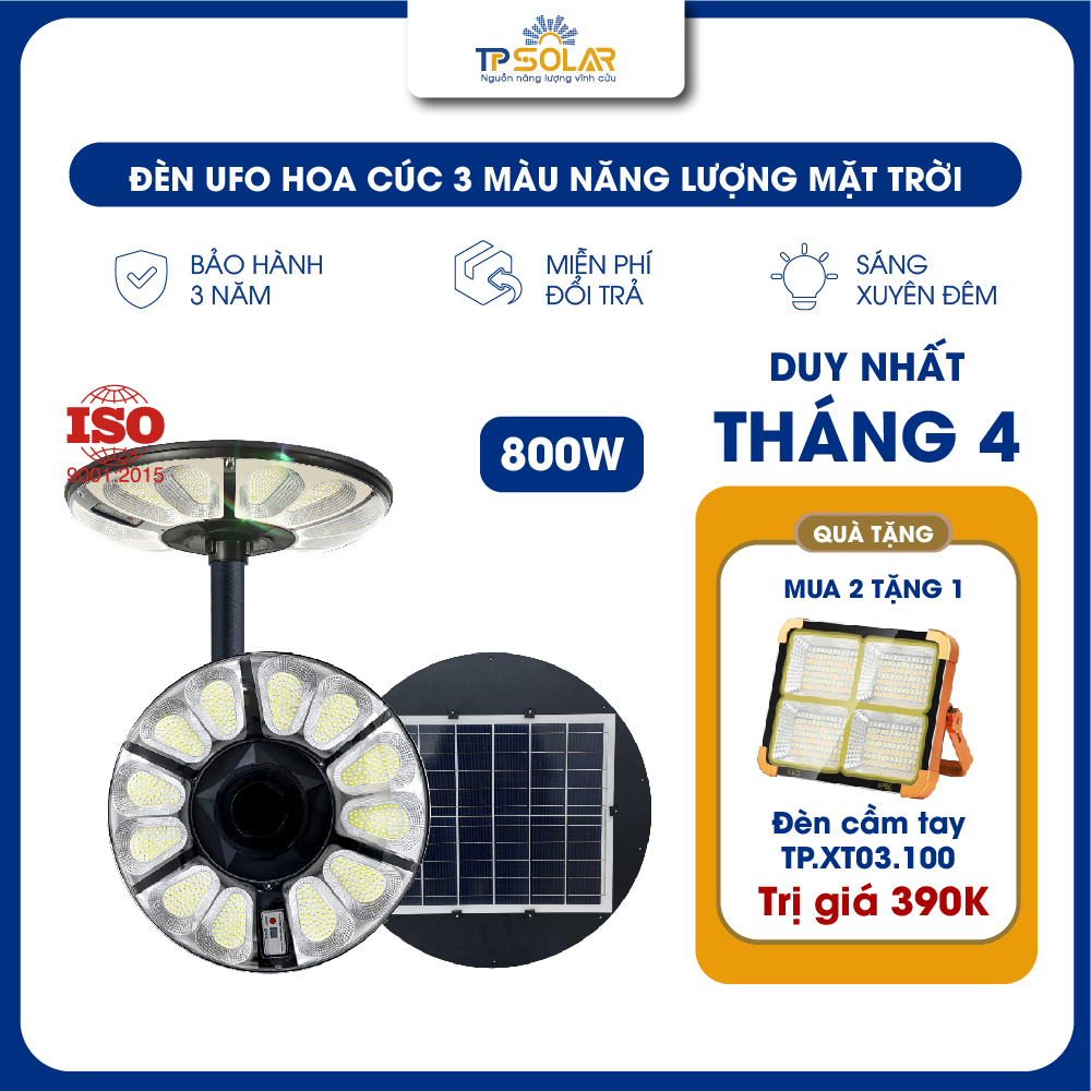 Đèn UFO hoa cúc 3 màu ánh sáng năng lượng mặt trời TP.UF11