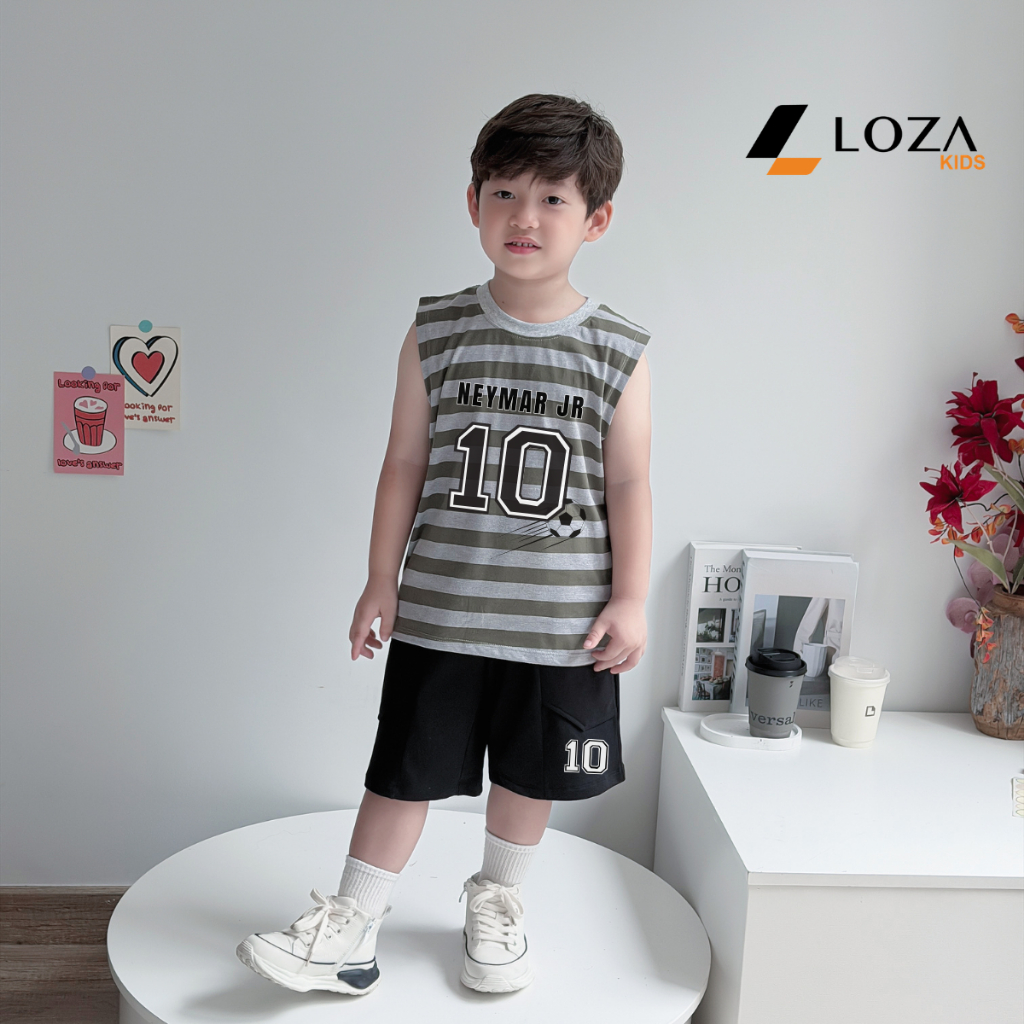 Bộ ba lỗ họa tiết kẻ ngang bé trai hình số 10 NEYMAR - Loza Kids IB655_thumbnail_4