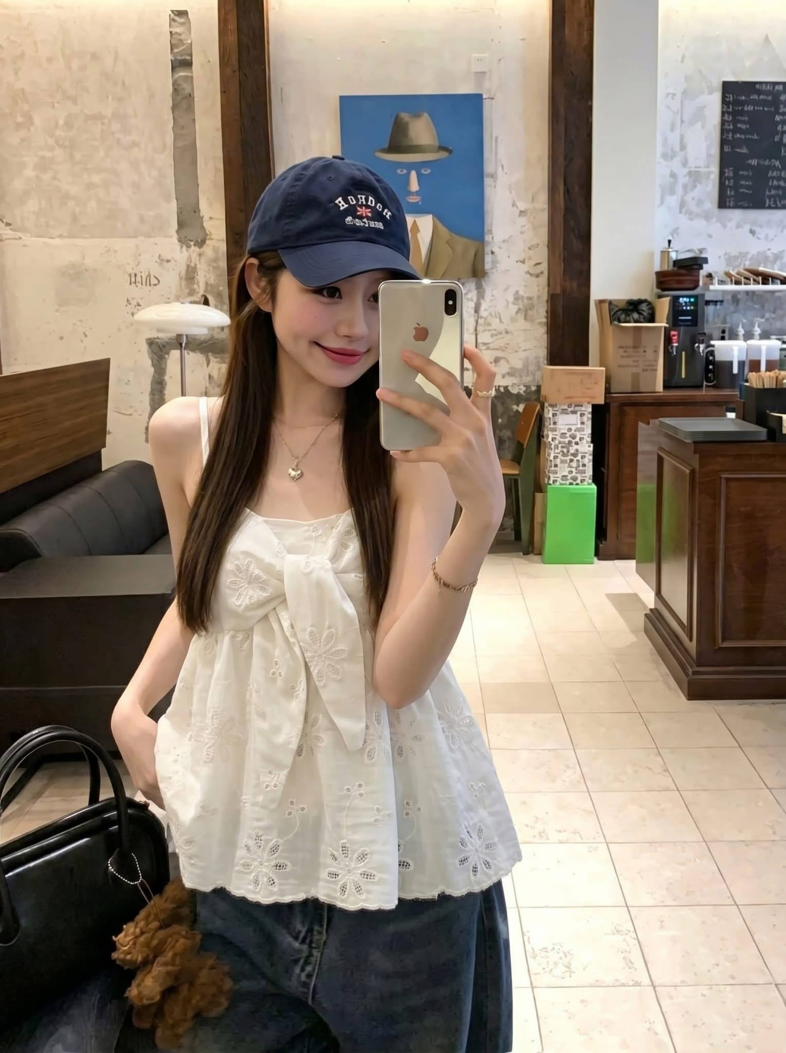 Áo Kiểu Nữ 2 Dây ren hoa nơ ngực LUH.9012 (C) (0687)_thumbnail_1