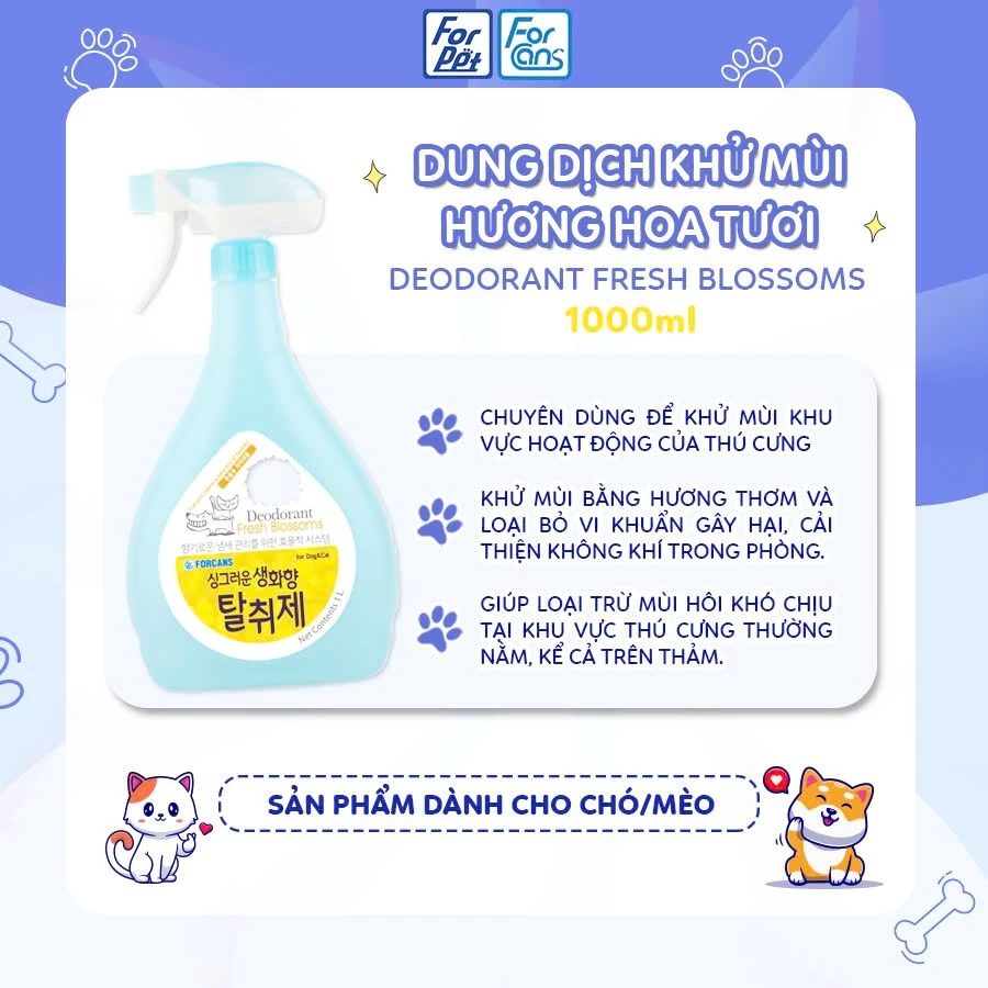 Dung dịch khử mùi Forcans hương Hoa Tươi - 1000ml