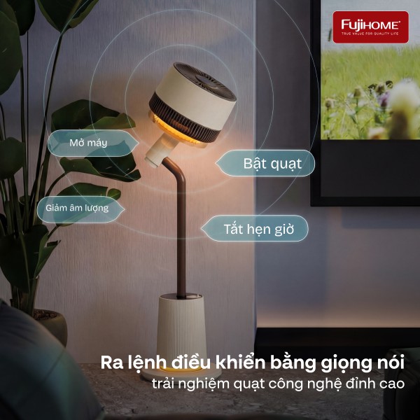 Quạt tuần hoàn không khí thông minh, ra lệnh giọng nói Fujihome Luxury CFR01PRO-VOICE (Màu đen - Màu trắng)_thumbnail_2