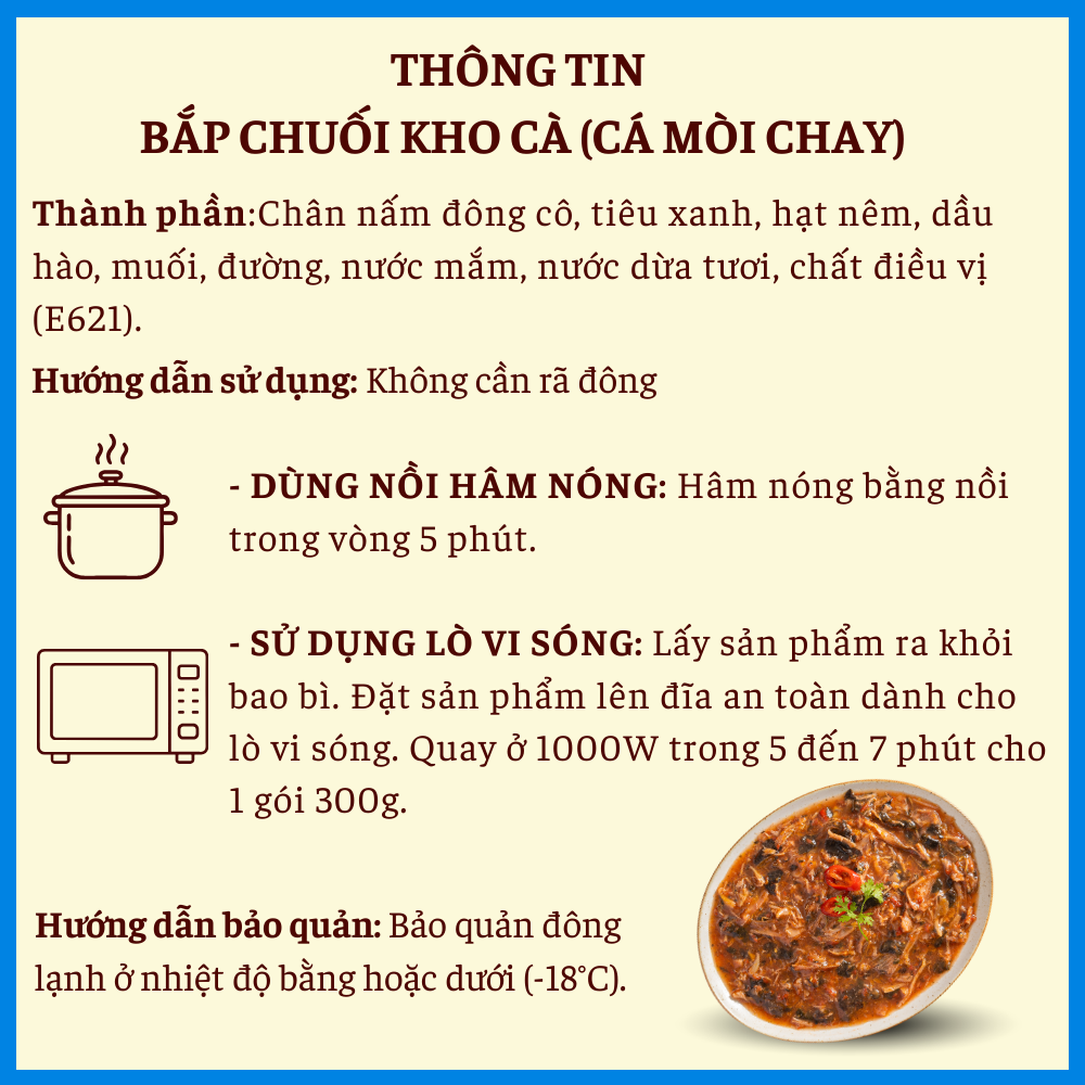 [Đông Lạnh] Bắp Chuối Kho Cà (Cá Mòi Chay) 300g