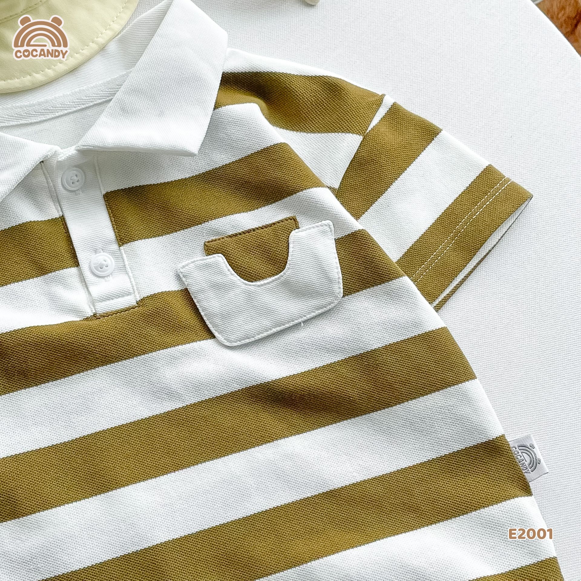 Áo cộc polo kẻ XANH RÊU phối trắng phối ngực_thumbnail_2