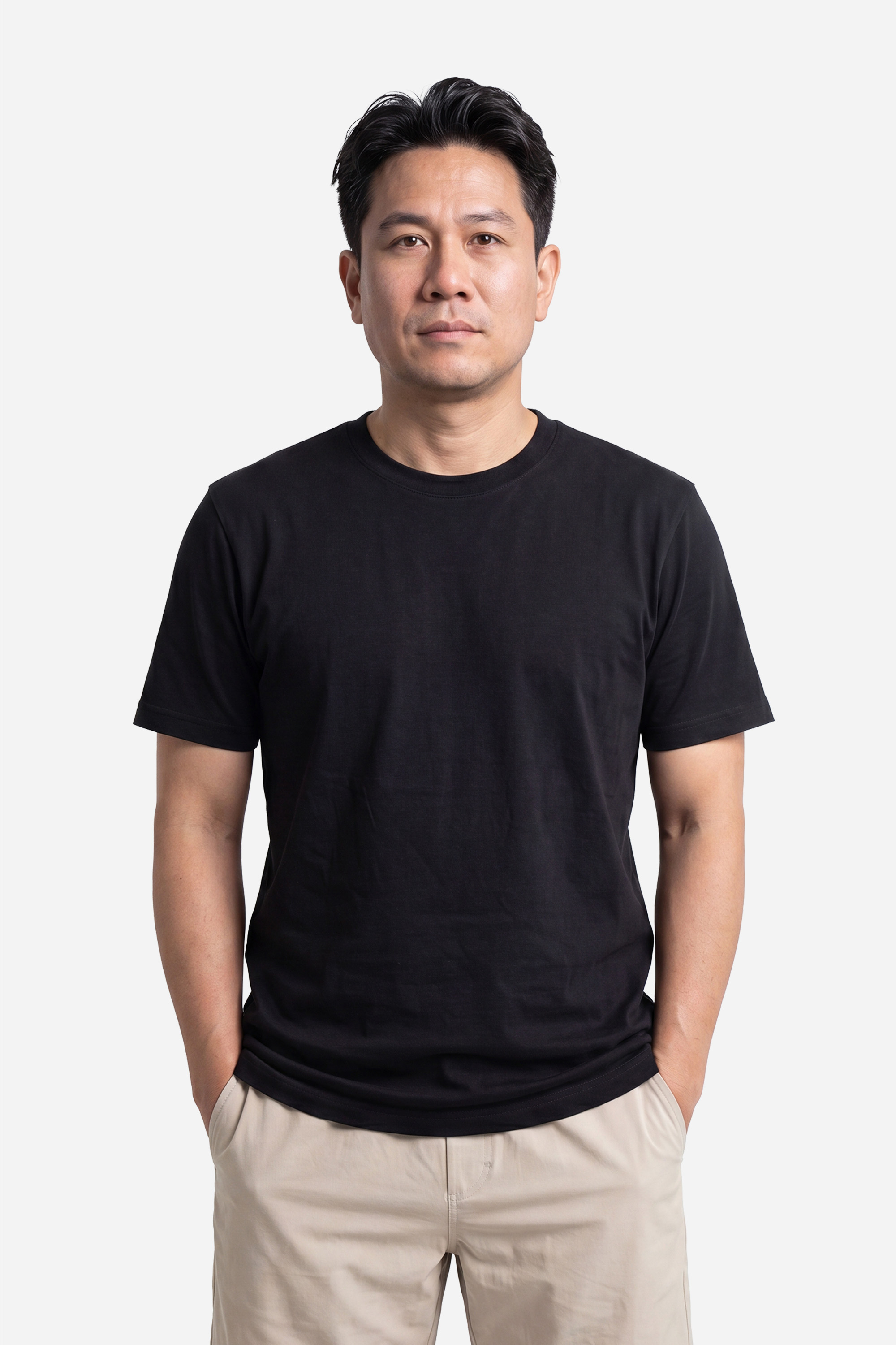 Áo Phông Cổ Tròn Cotton Nam Trung Niên Co Giãn Tốt