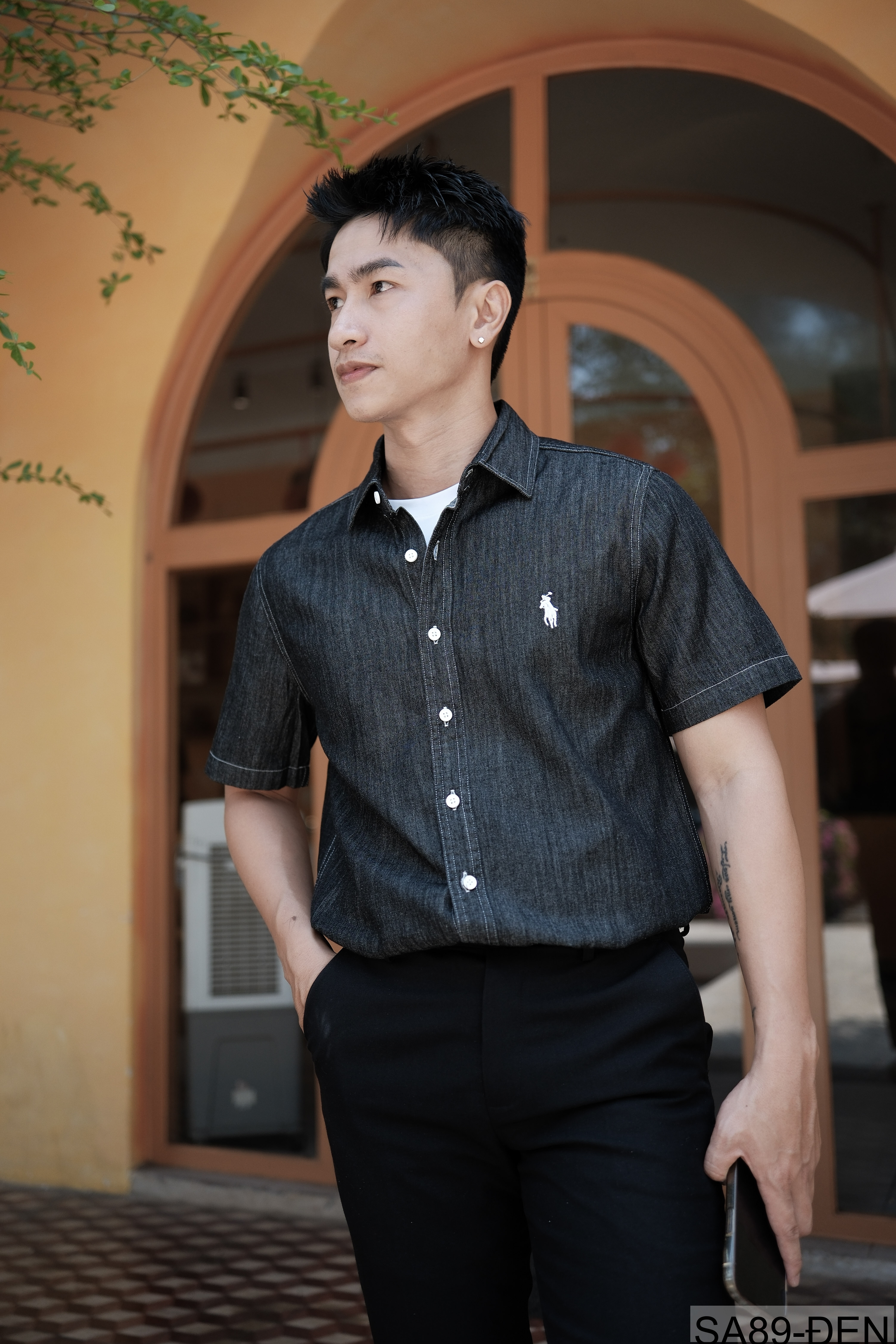SA89 - Áo sơ mi denim nam tay ngắn phong cách Nhật Bản, chất cotton mềm mại, form rộng thoải mái_thumbnail_21