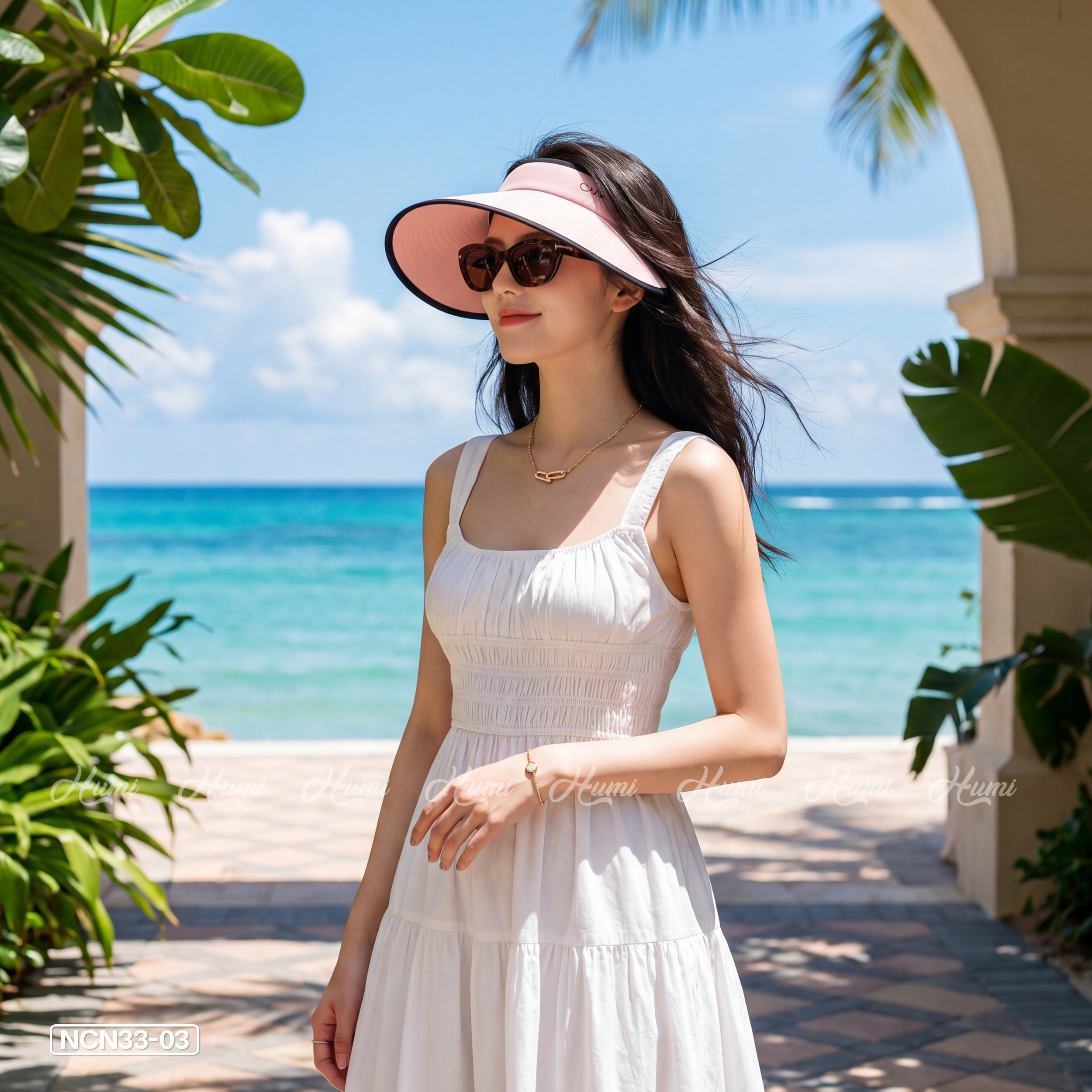 MŨ CHỐNG NẮNG MÙA HÈ HỞ CHÓP (NCN33-03 HỒNG)_thumbnail_2