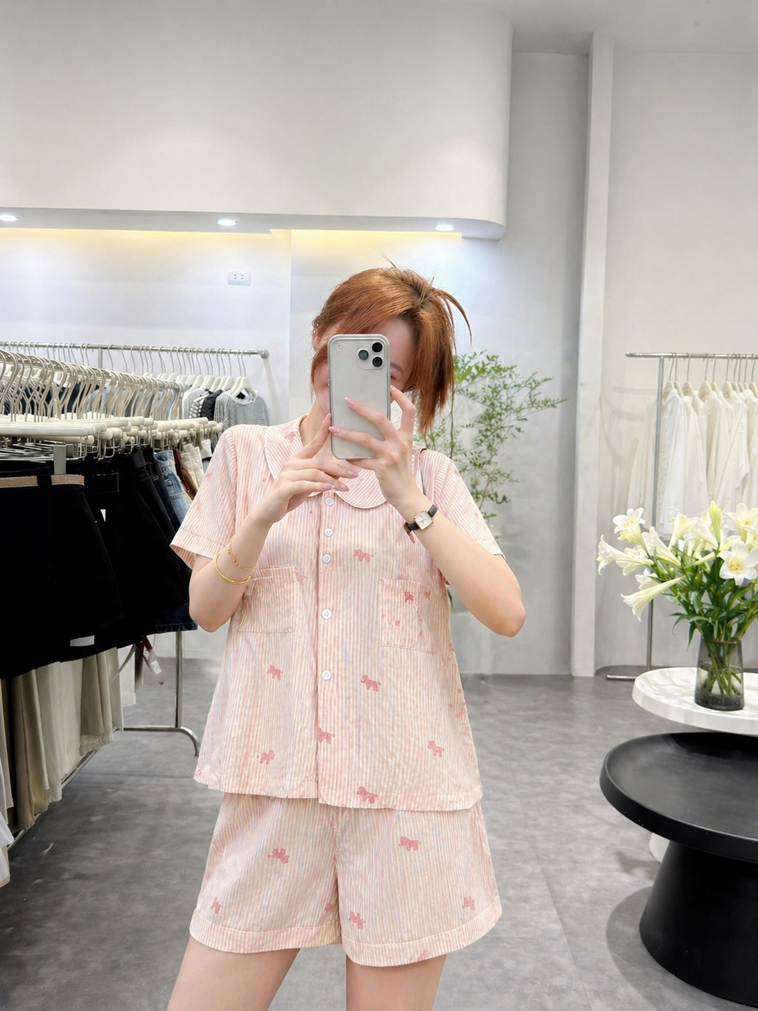 Đồ Bộ Nữ Ngắn QĐ+Áo cổ sen kẻ ngựa 2 túi VM (C) (0687)_thumbnail_3