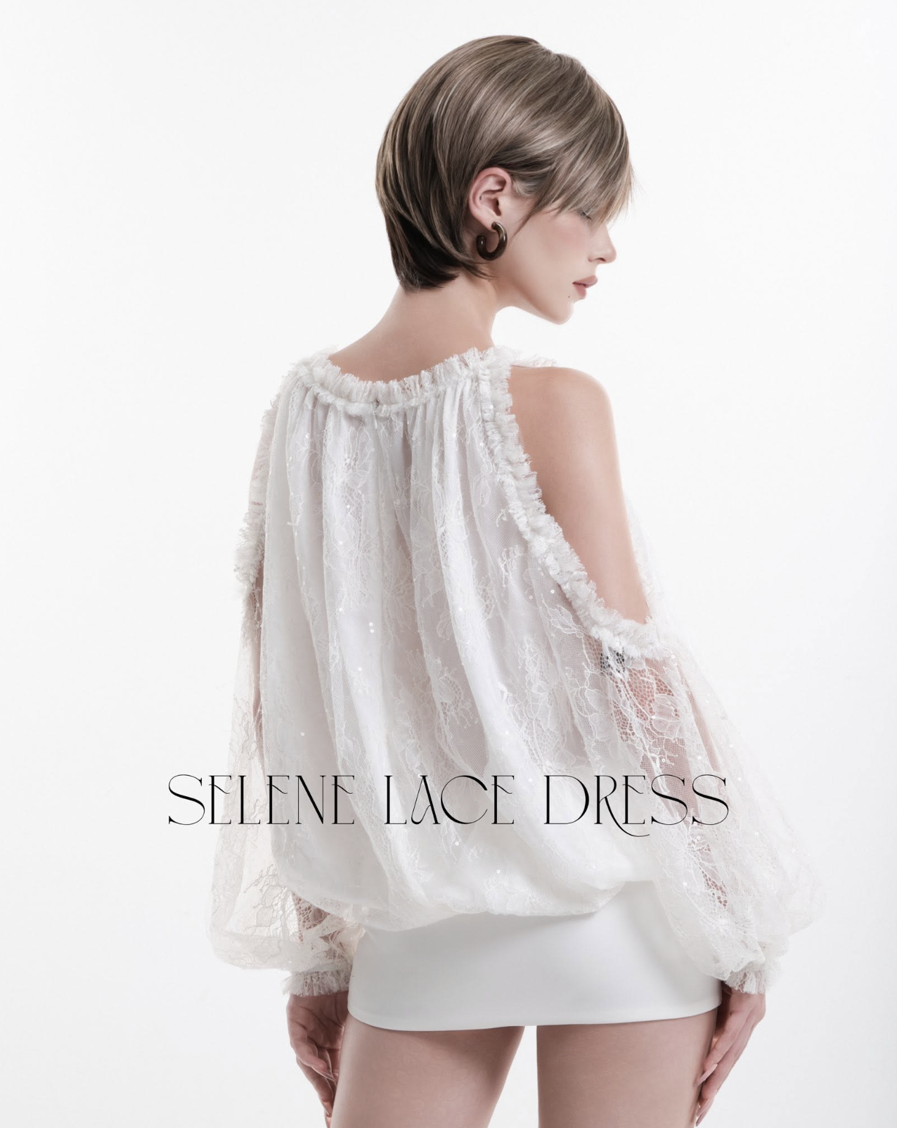 BUBBLE - SELENE LACE WHITE/BLACK DRESS_thumbnail_7
