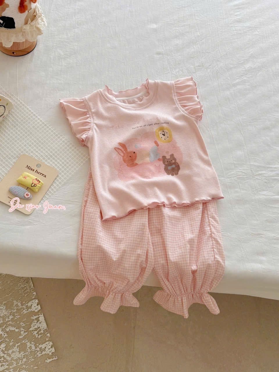 DX20 - Áo thun tay bướm màu vàng/ hồng hãng DXJ (sz 90-140)