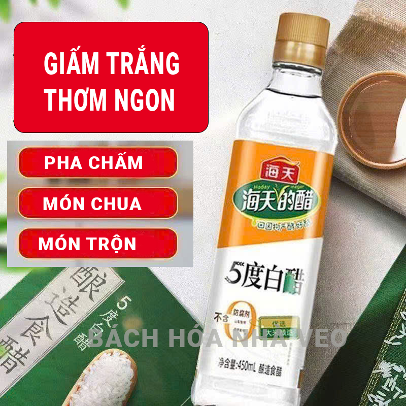 Giấm trắng hải thiên, giấm Tiều Gia Vị Nấu Ăn Đa Dụng, Chai Sành 450ml, pha nước chấm và nước sốt trộn món chua