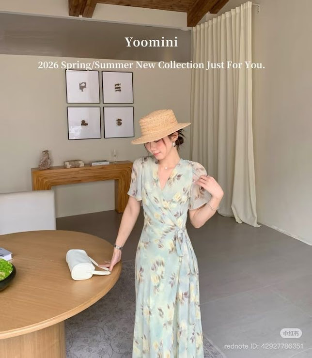 Lucas - Váy hoa cổ đang cộc tay buộc nơ eo chân váy dáng dài Yomini_thumbnail_6