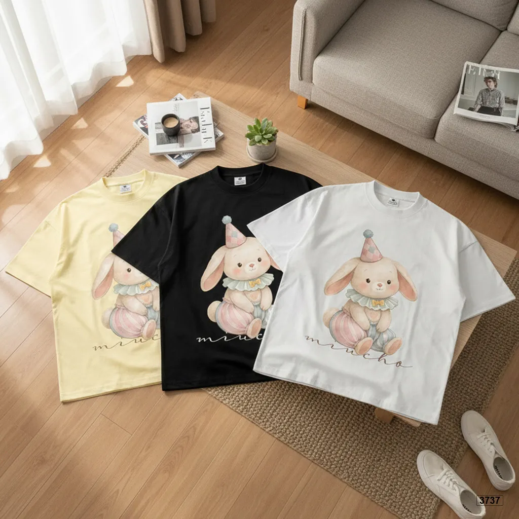 Áo thun boxy nữ thời trang mùa hè Bunny đáng yêu Miucho 3737_thumbnail_7