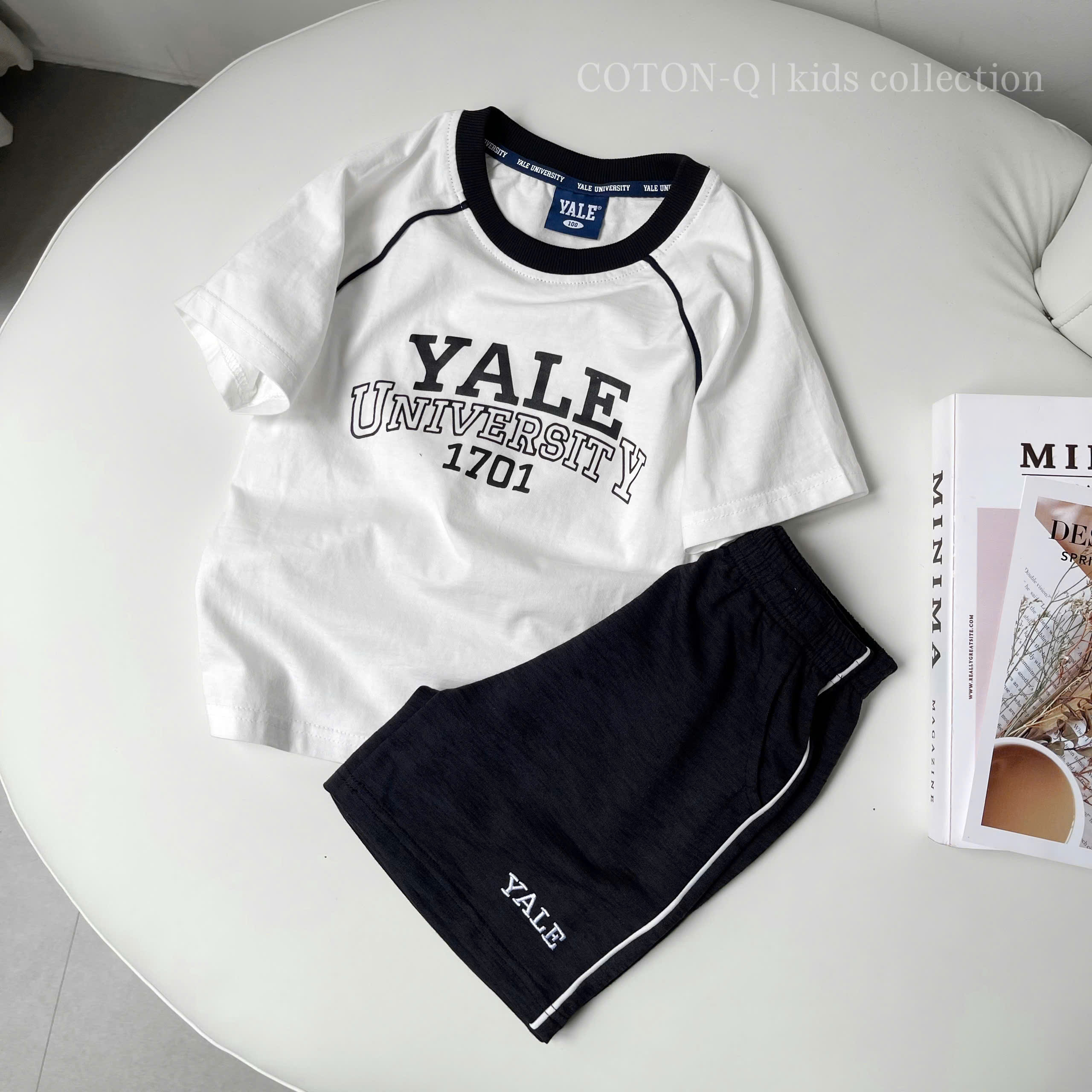 HE84 Set áo thun phối viền + quần bé